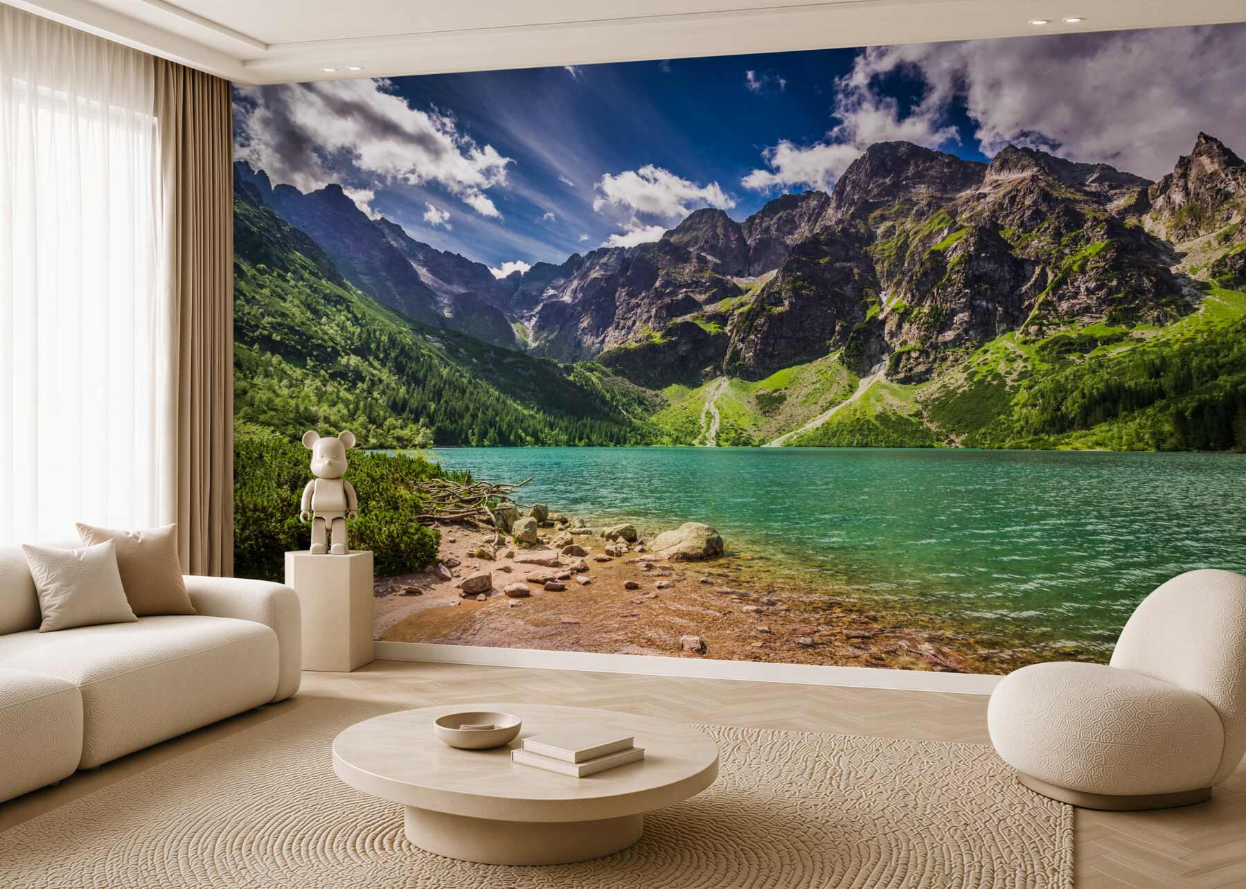 Fototapeta góry w pobliżu zielonego jeziora w letni dzień?v23