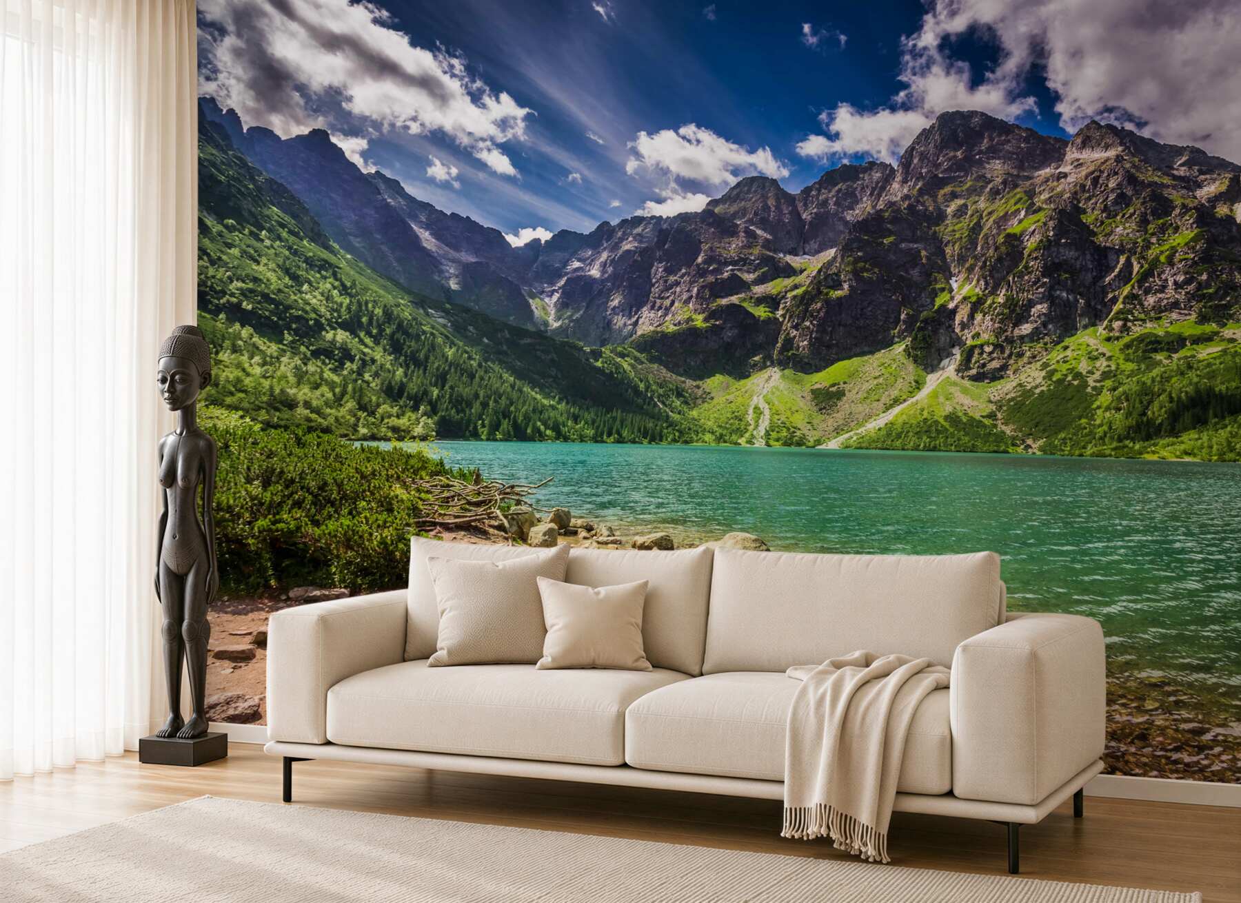 Fototapeta góry w pobliżu zielonego jeziora w letni dzień?v23