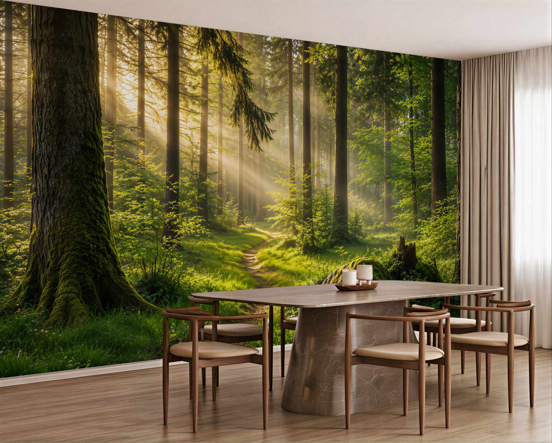 Fototapeta leśny poranek wśród zieleni?v23