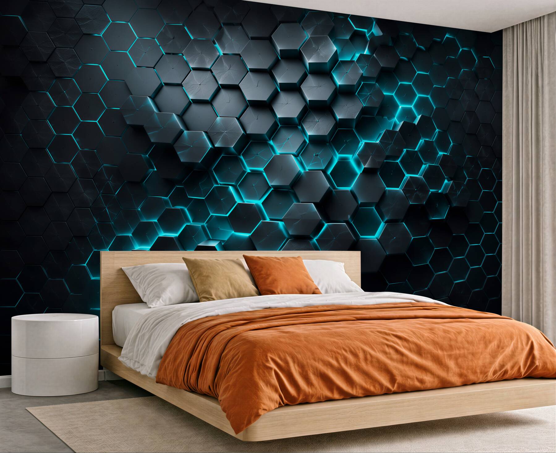 Fototapeta czarny plaster miodu z neonowym oświetleniem?v23