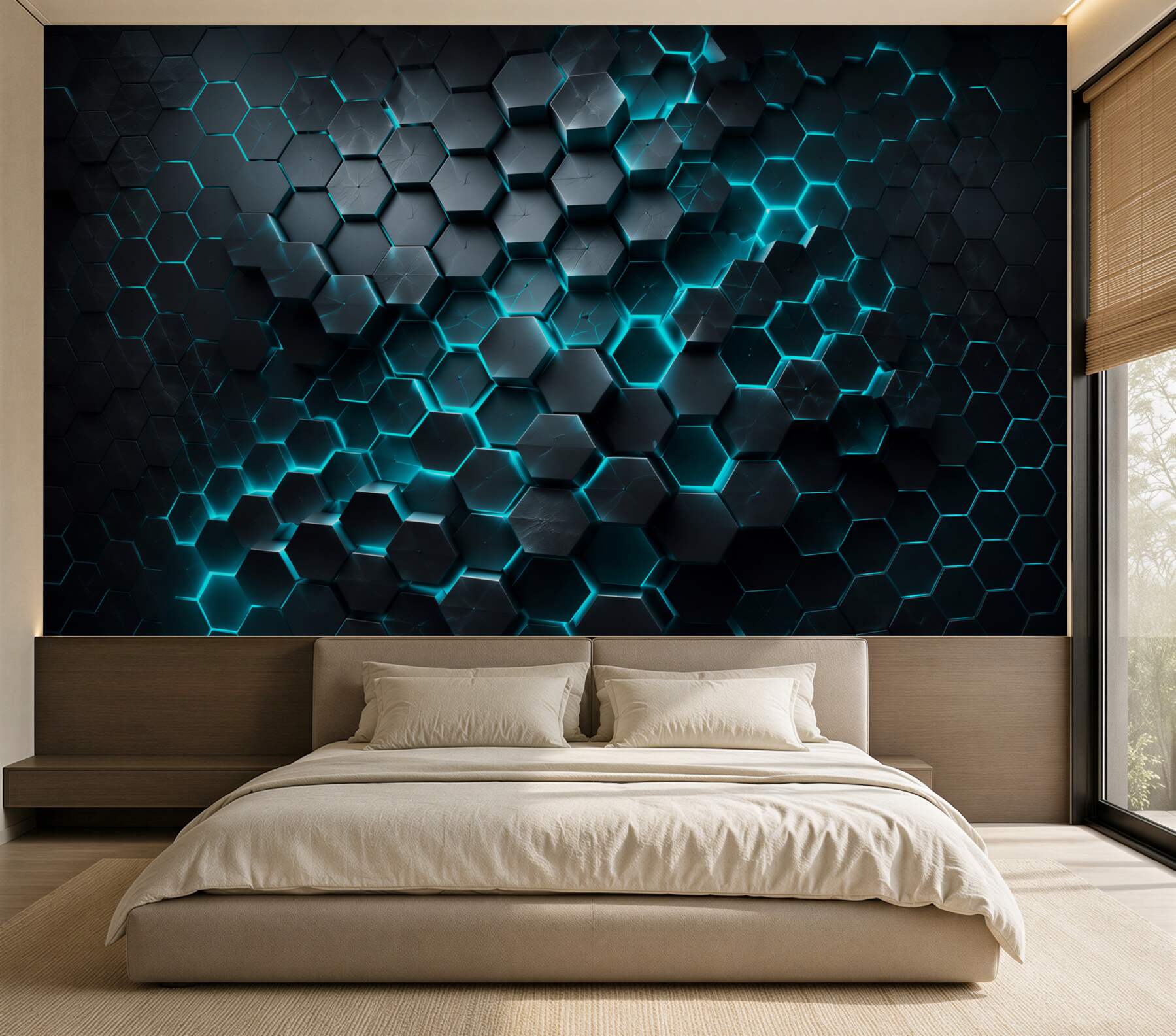 Fototapeta czarny plaster miodu z neonowym oświetleniem?v23