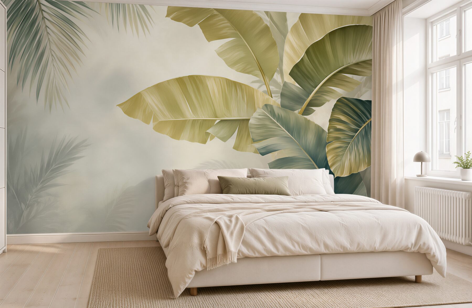 Fototapeta grube liście palm w deszczu?v23