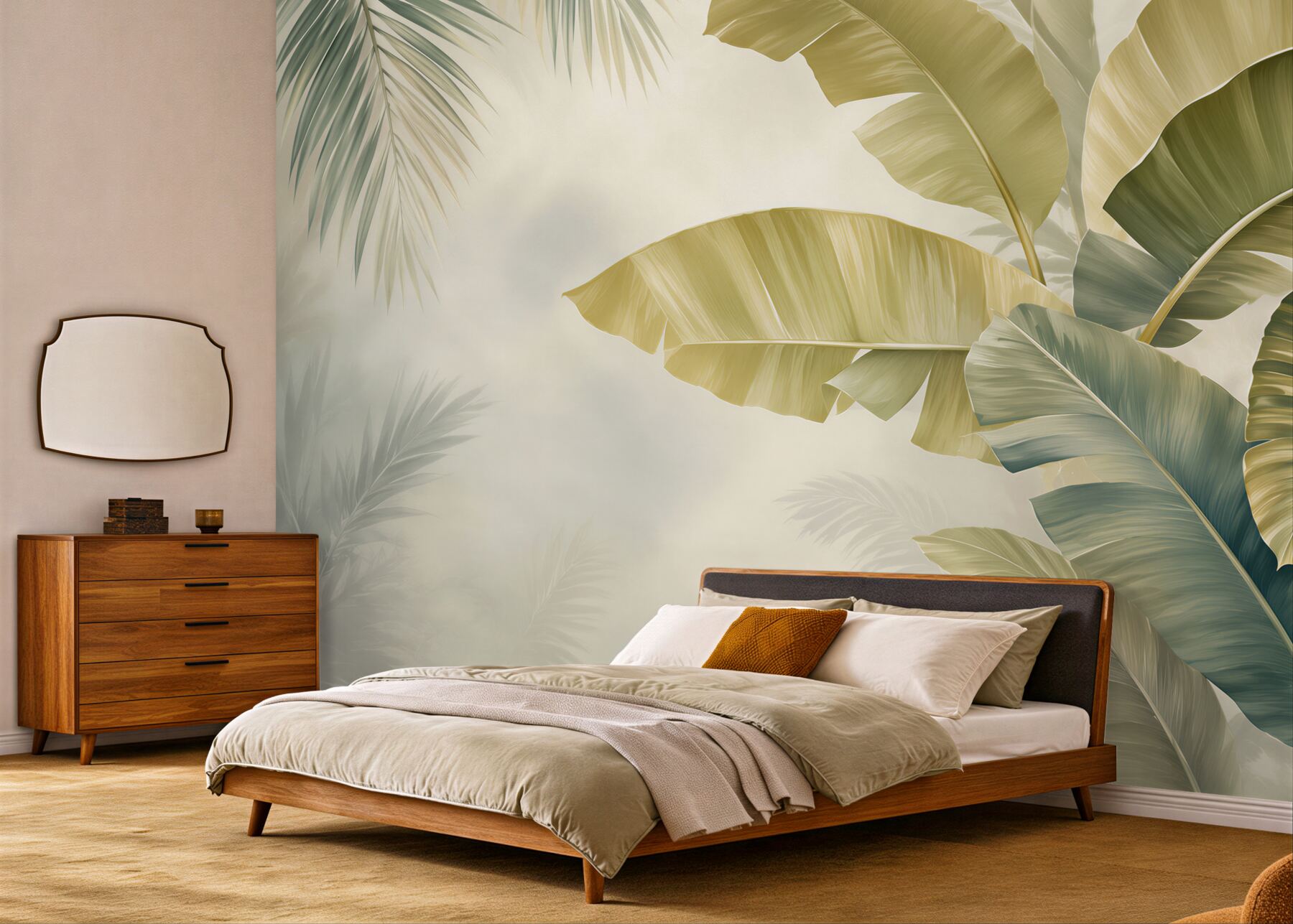 Fototapeta grube liście palm w deszczu?v23