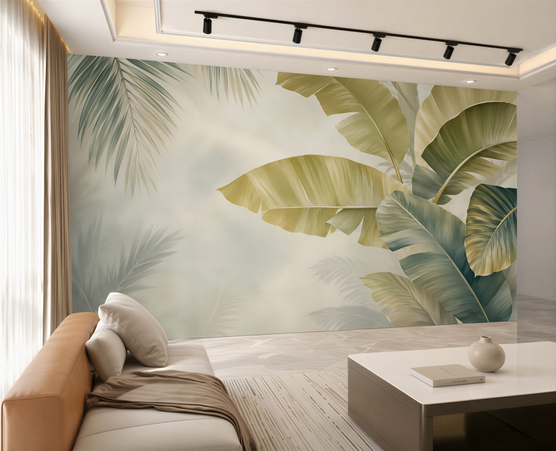 Fototapeta grube liście palm w deszczu?v23
