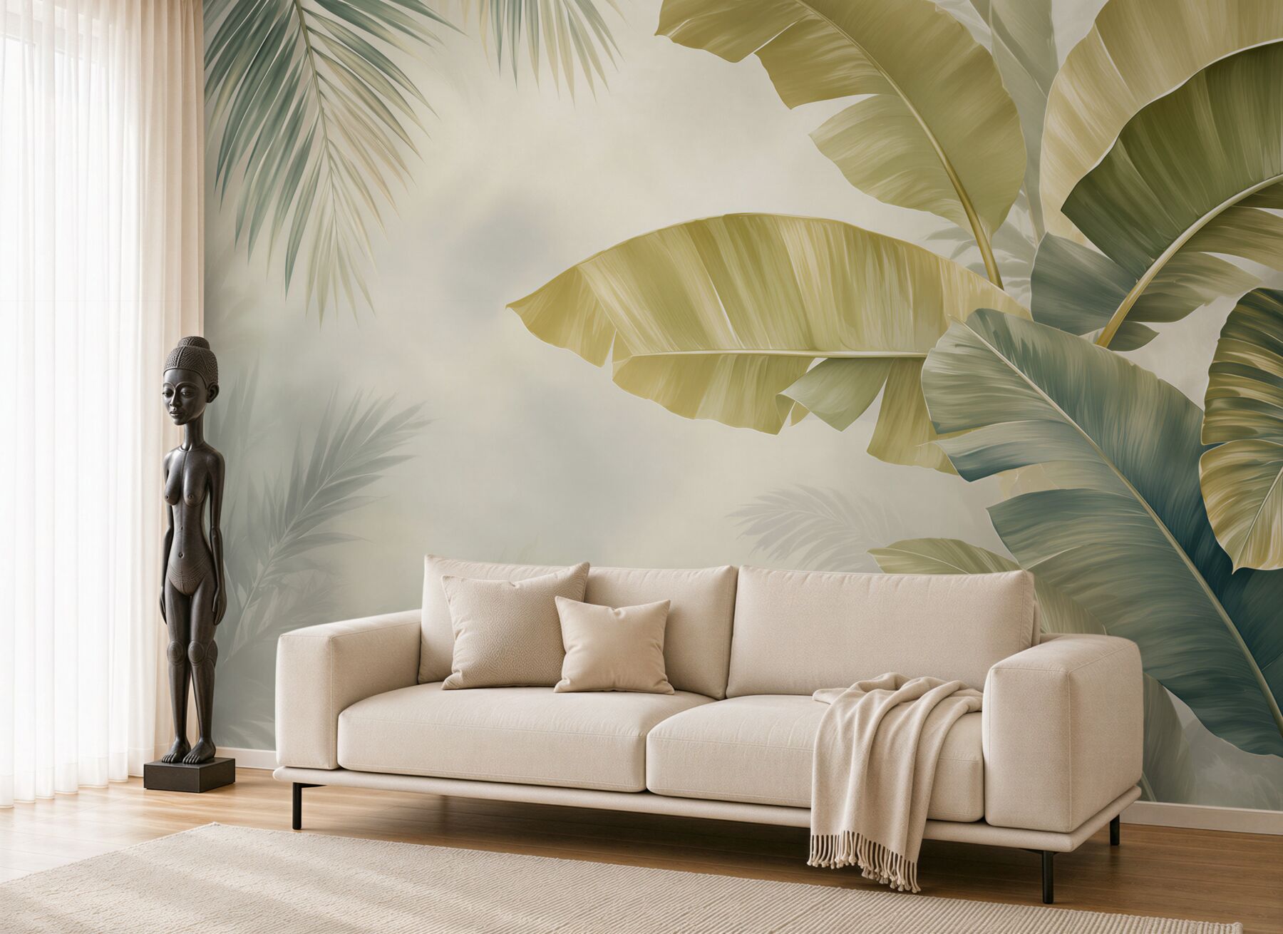 Fototapeta grube liście palm w deszczu?v23