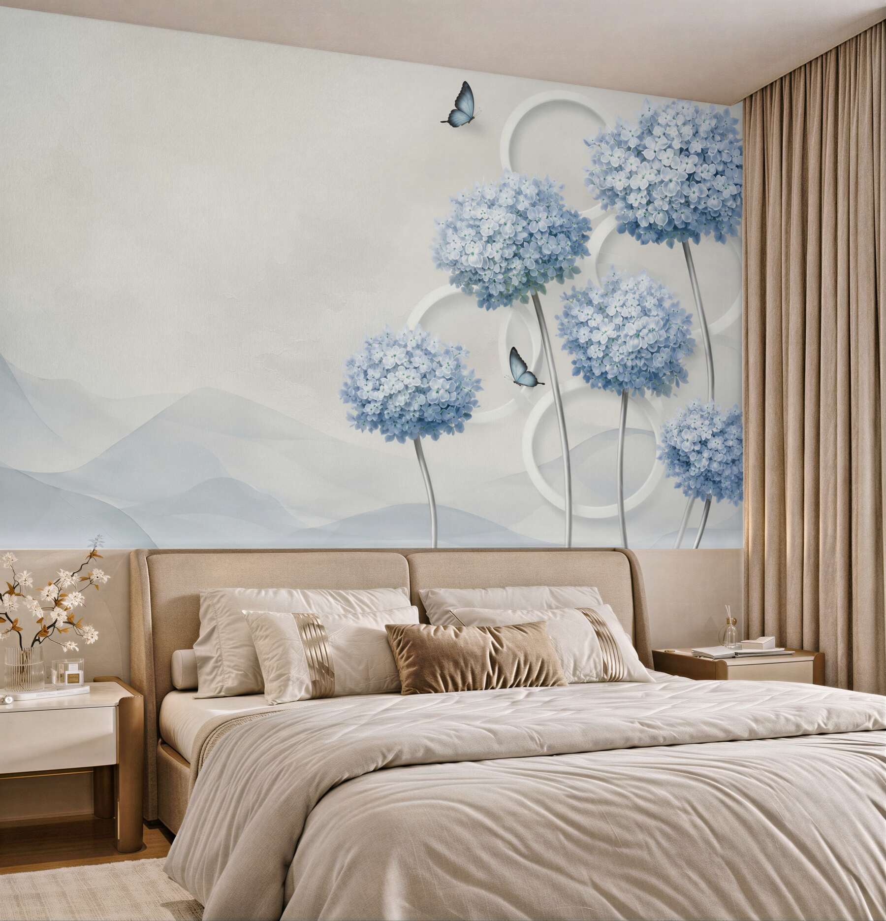 Fototapeta niebieskie gałęzie kwiatów bzu na abstrakcyjnym tle?v23