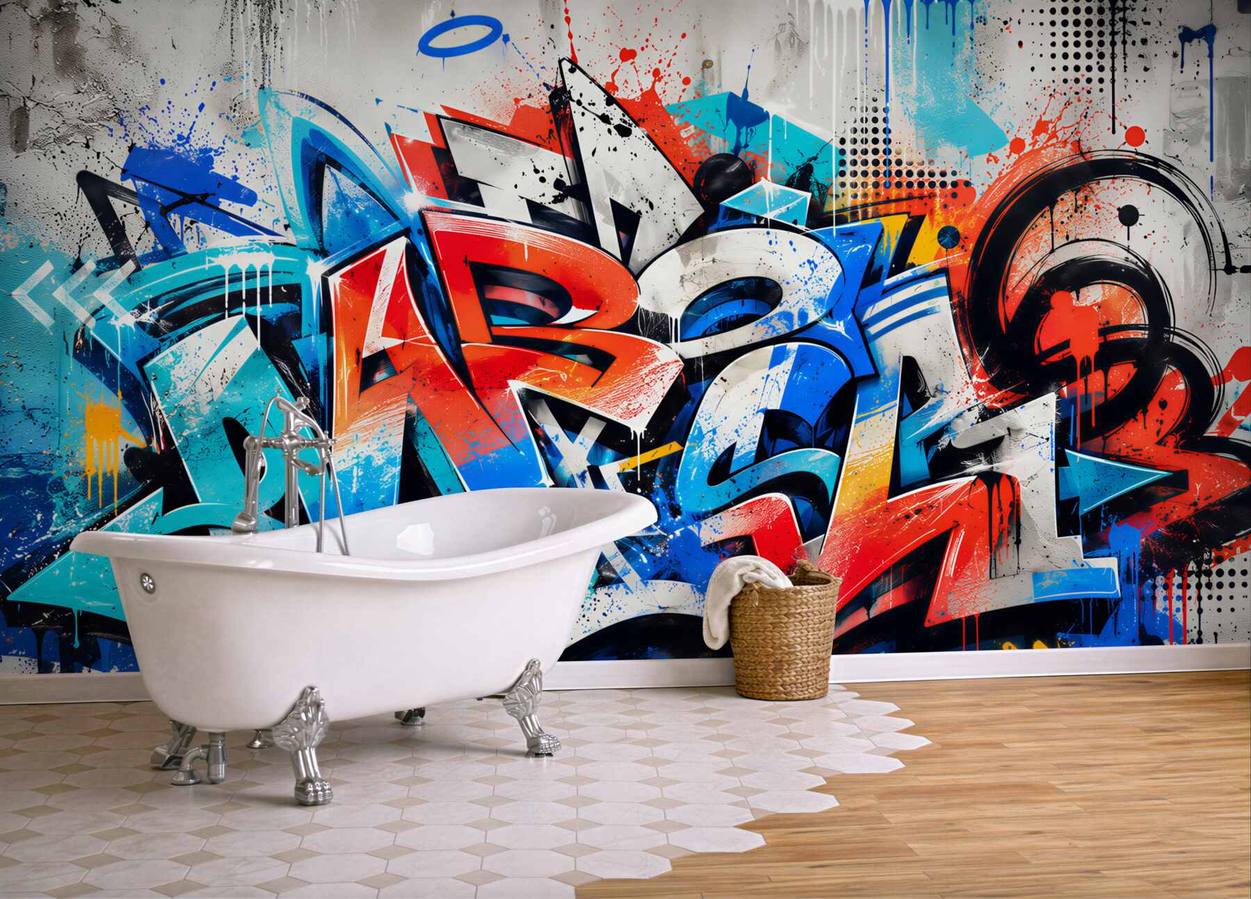 Fototapeta ściana pomalowana graffiti?v23