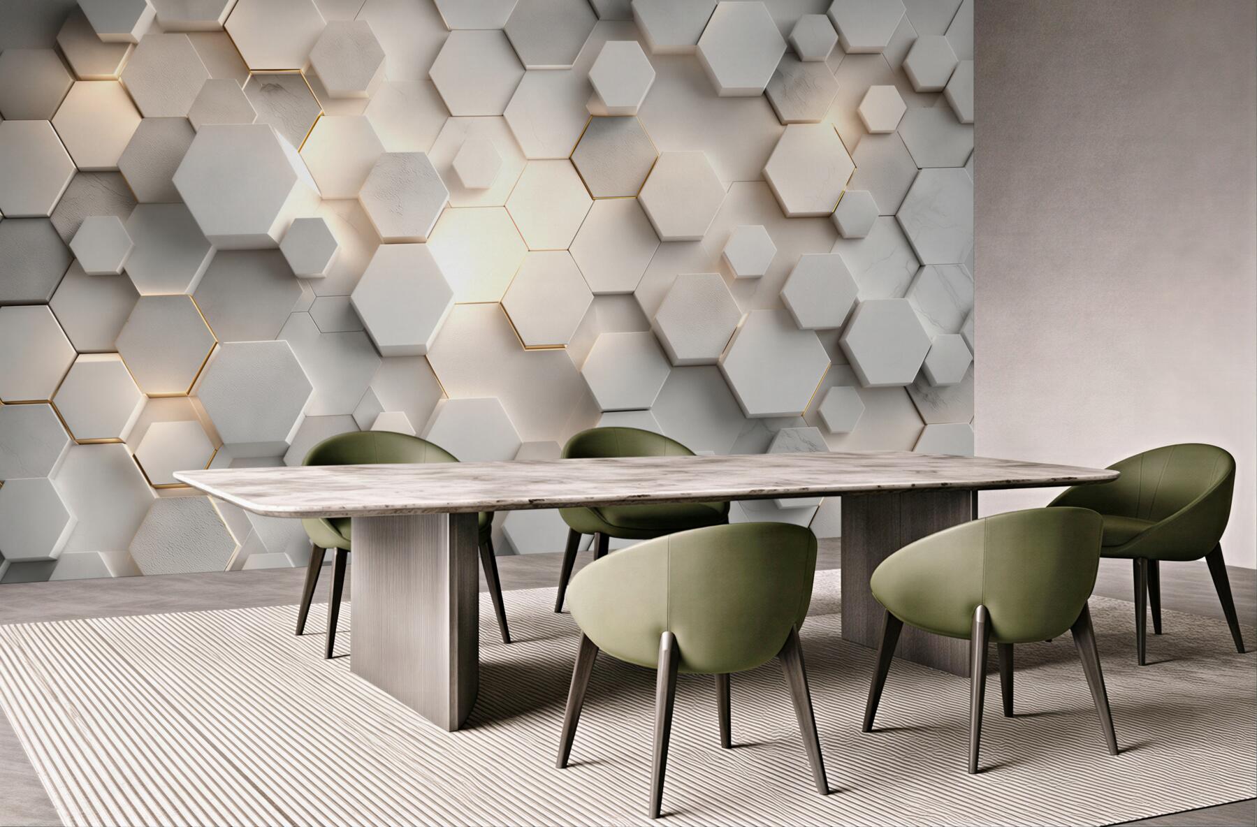 Fototapeta szaro-białe sześciokąty wolumetryczne?v23