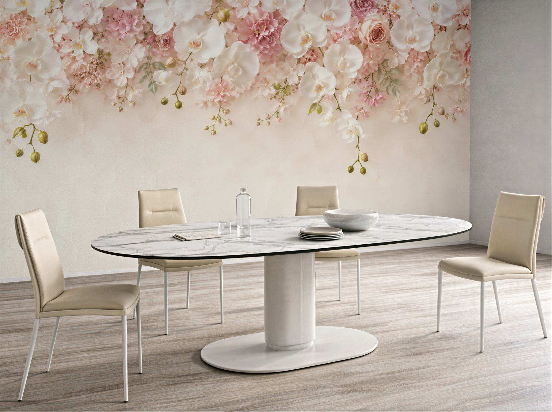 Fototapeta biała orchidea kwitnąca w dół?v23