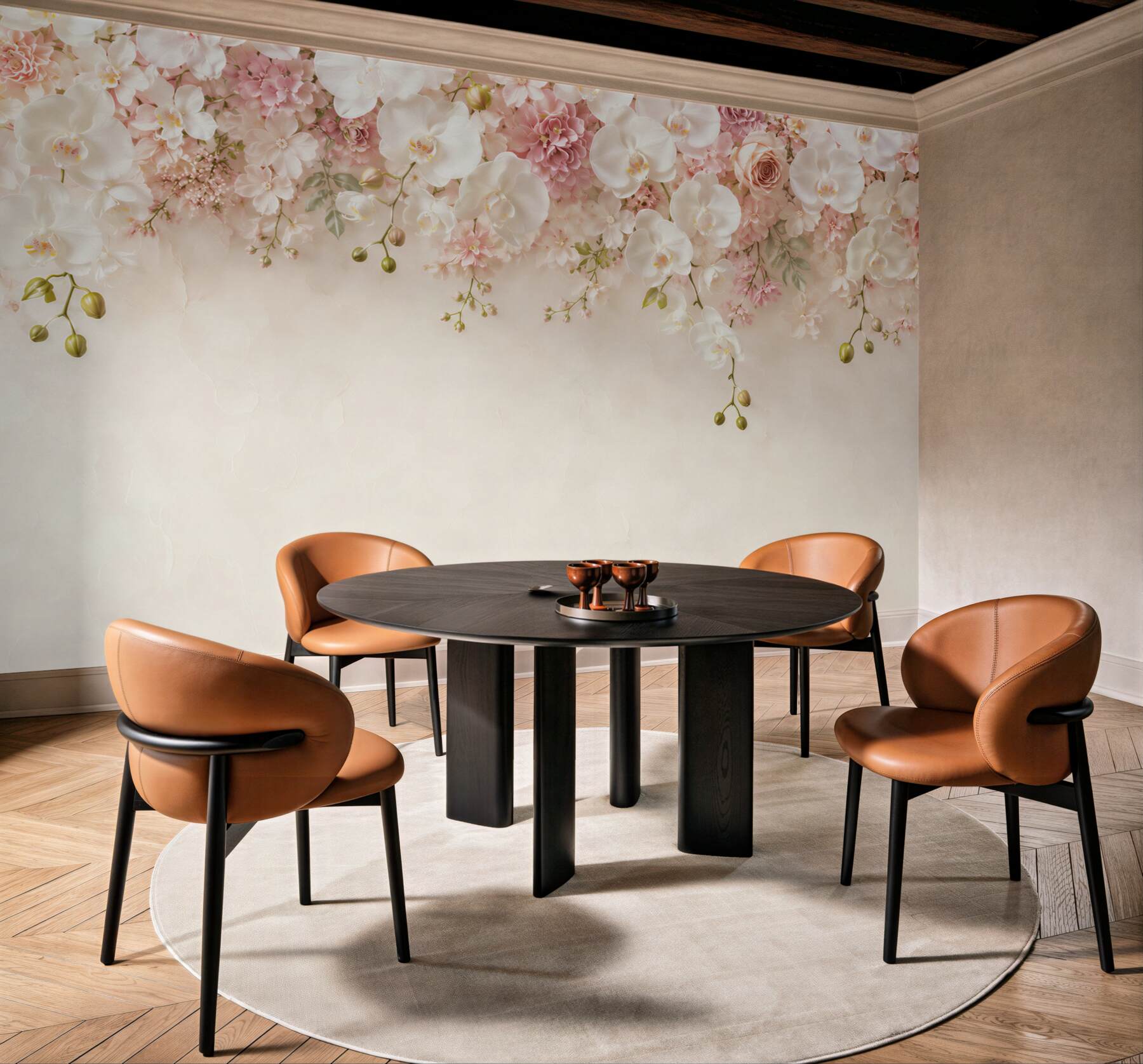Fototapeta biała orchidea kwitnąca w dół?v23