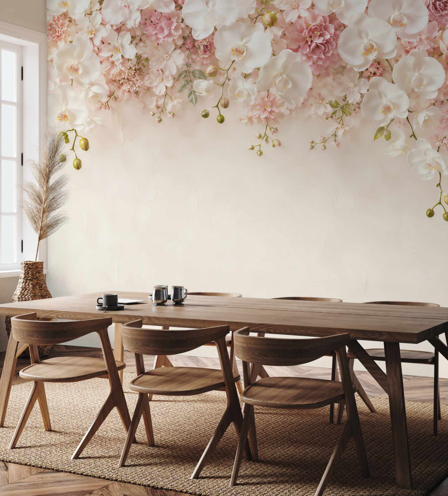 Fototapeta biała orchidea kwitnąca w dół?v23