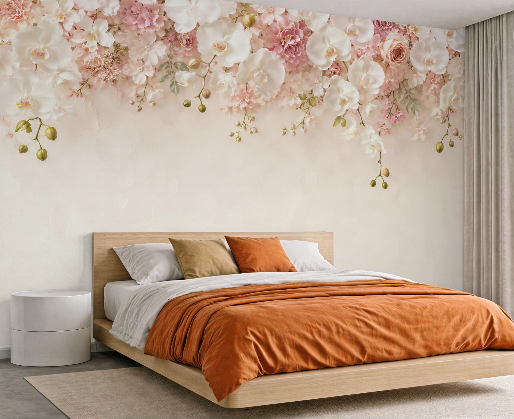 Fototapeta biała orchidea kwitnąca w dół?v23
