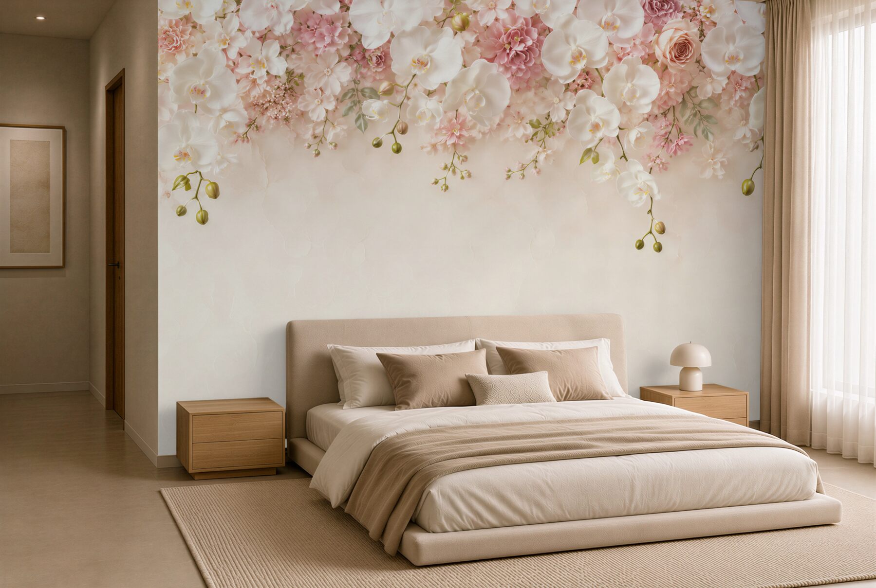 Fototapeta biała orchidea kwitnąca w dół?v23