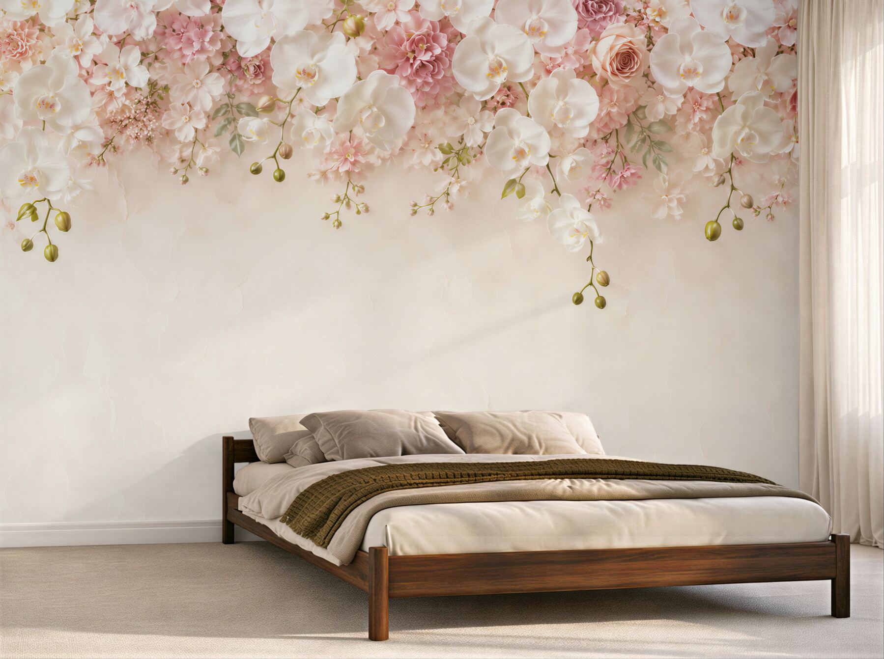 Fototapeta biała orchidea kwitnąca w dół?v23