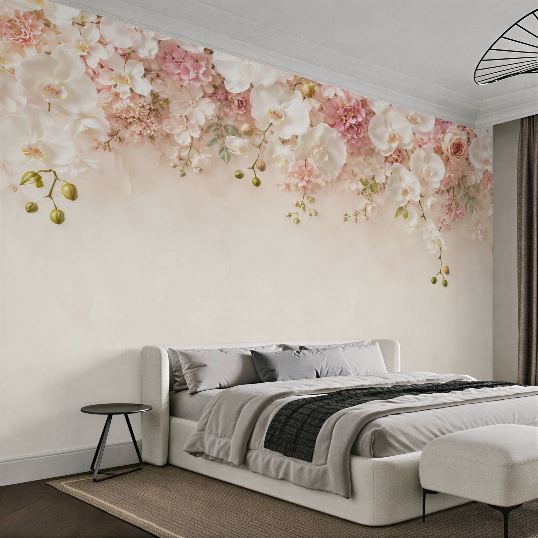 Fototapeta biała orchidea kwitnąca w dół