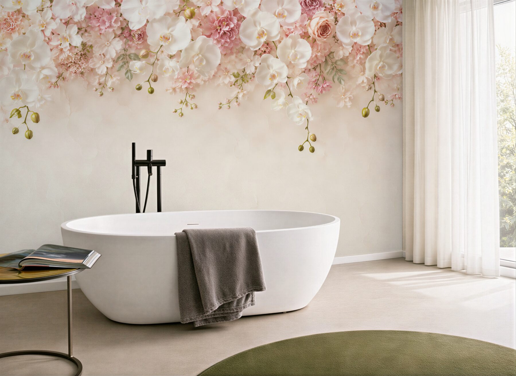 Fototapeta biała orchidea kwitnąca w dół?v23