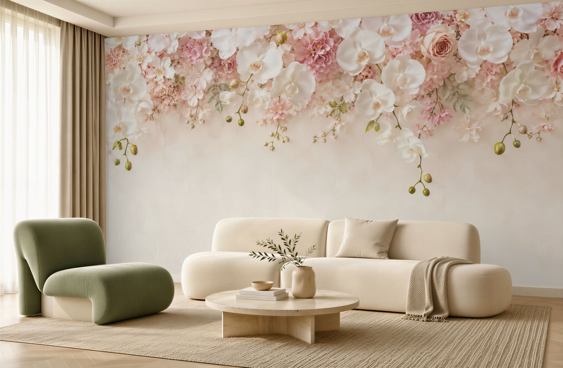 Fototapeta biała orchidea kwitnąca w dół?v23