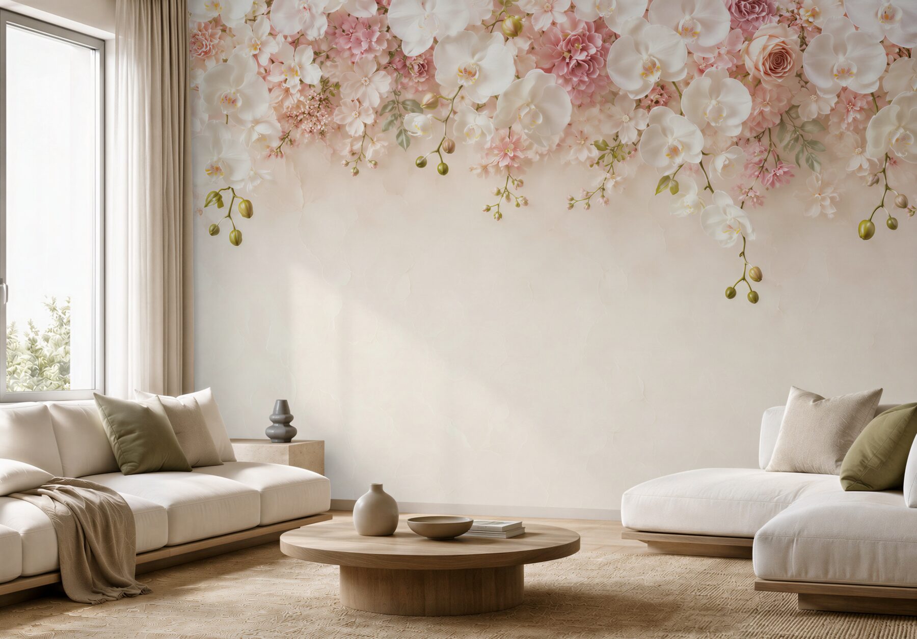 Fototapeta biała orchidea kwitnąca w dół?v23