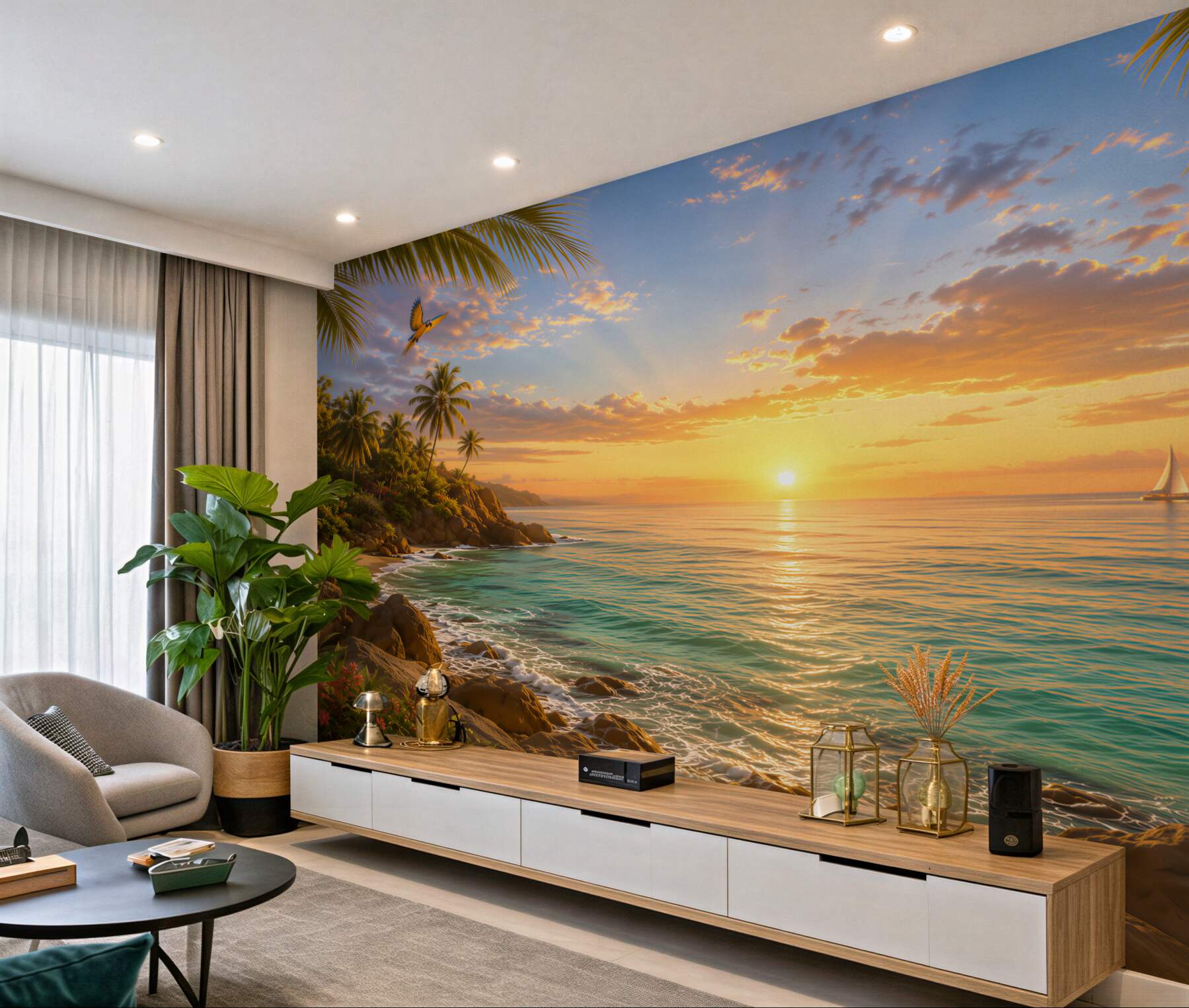 Fototapeta widok na zachód słońca z bezludnej wyspy?v23