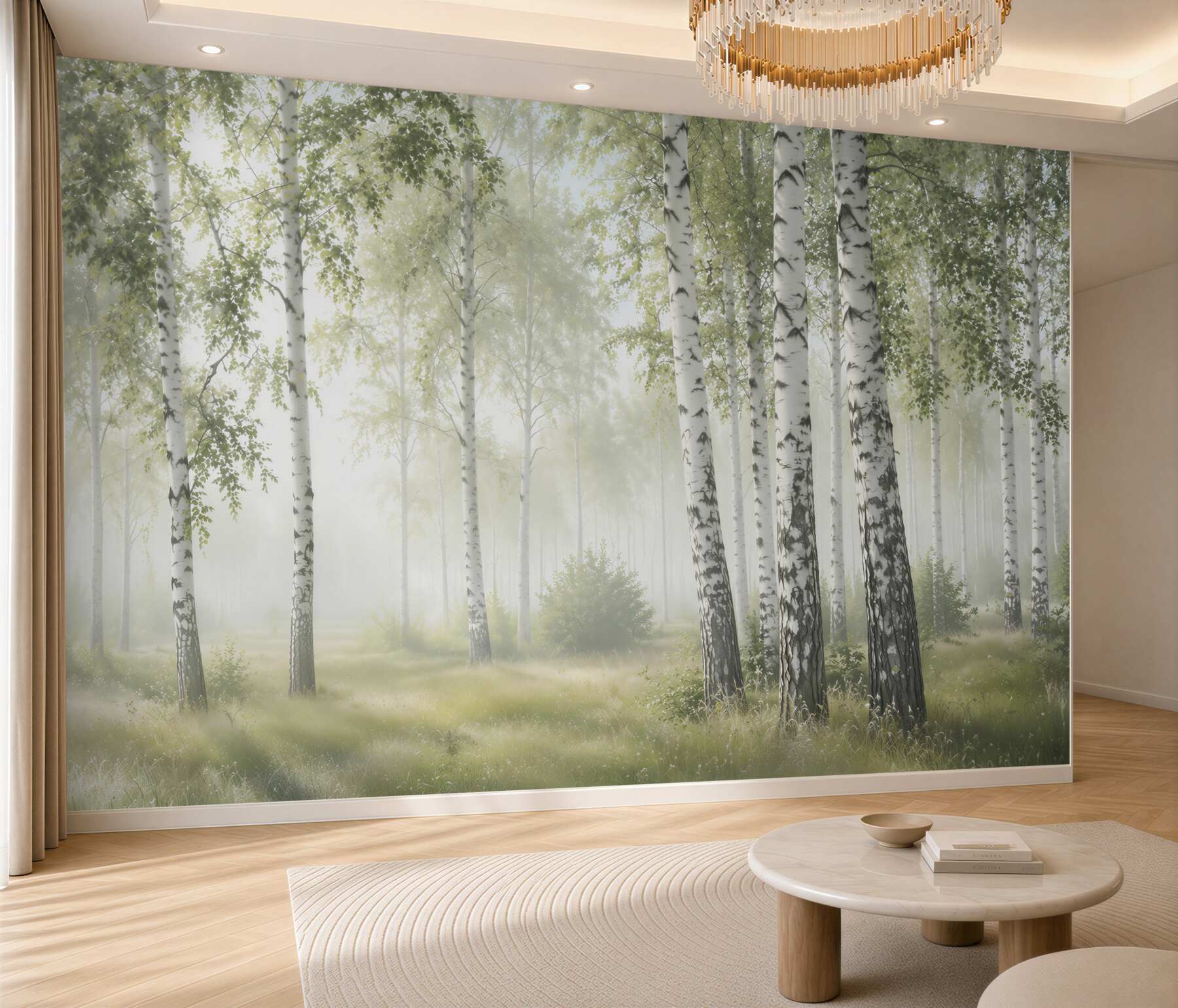 Fototapeta smukłe zielone brzozy na łące?v23