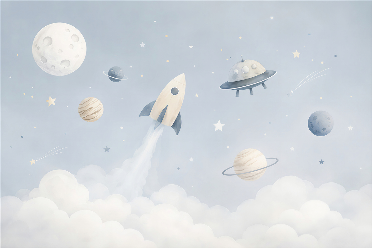 Fototapeta rakieta i ufo w kosmosie