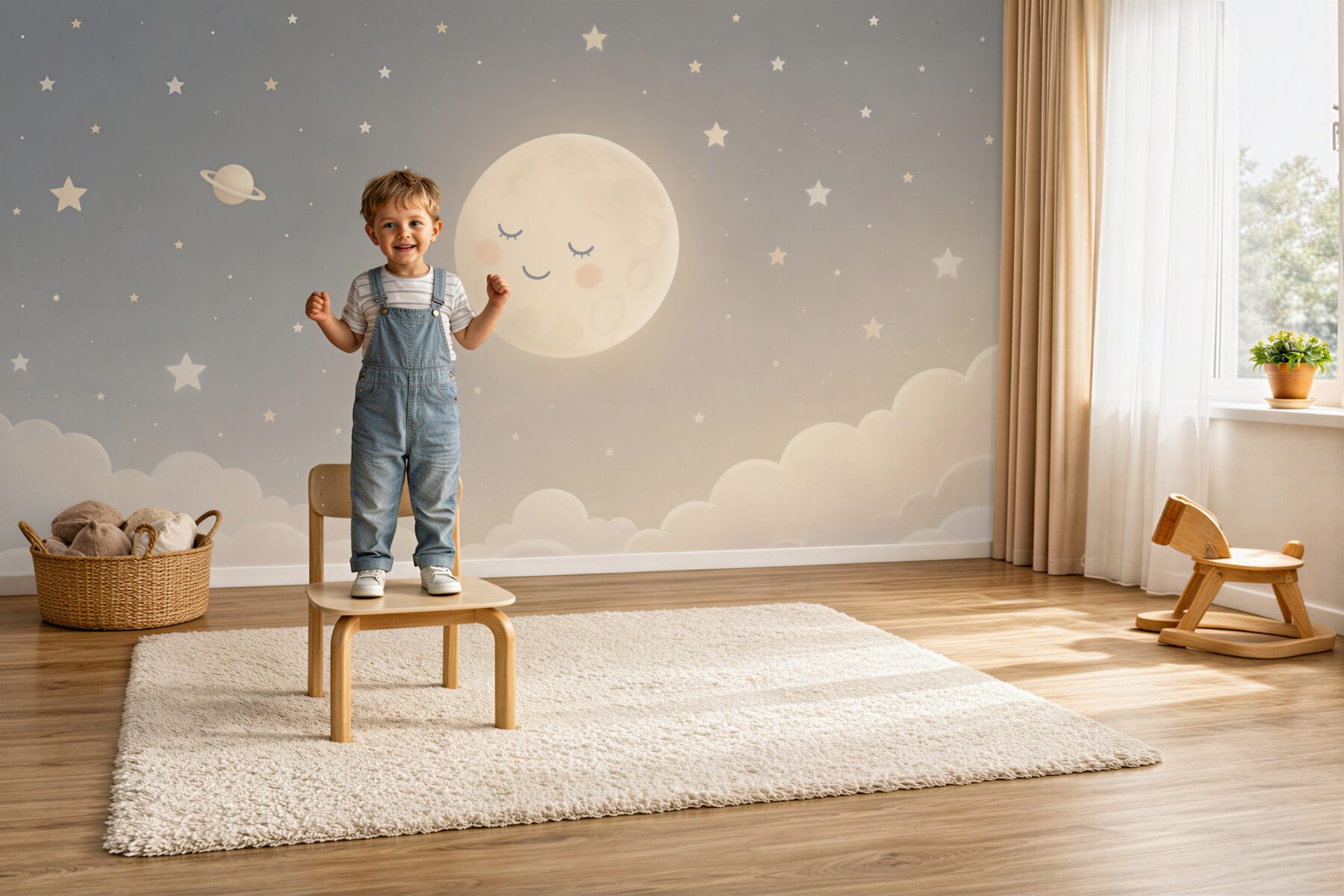 Fototapeta pełnia księżyca z zamkniętymi oczami