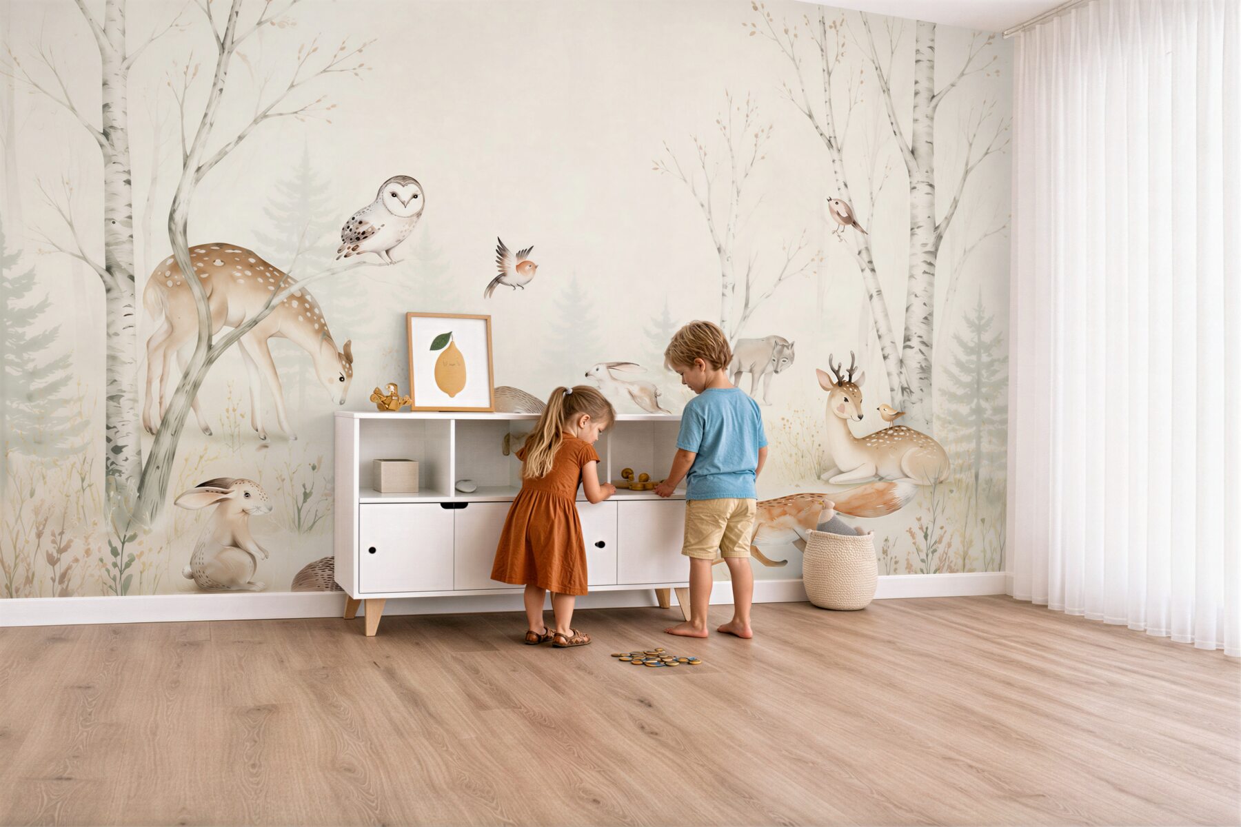 Fototapeta akwarelowe zwierzęta w lesie