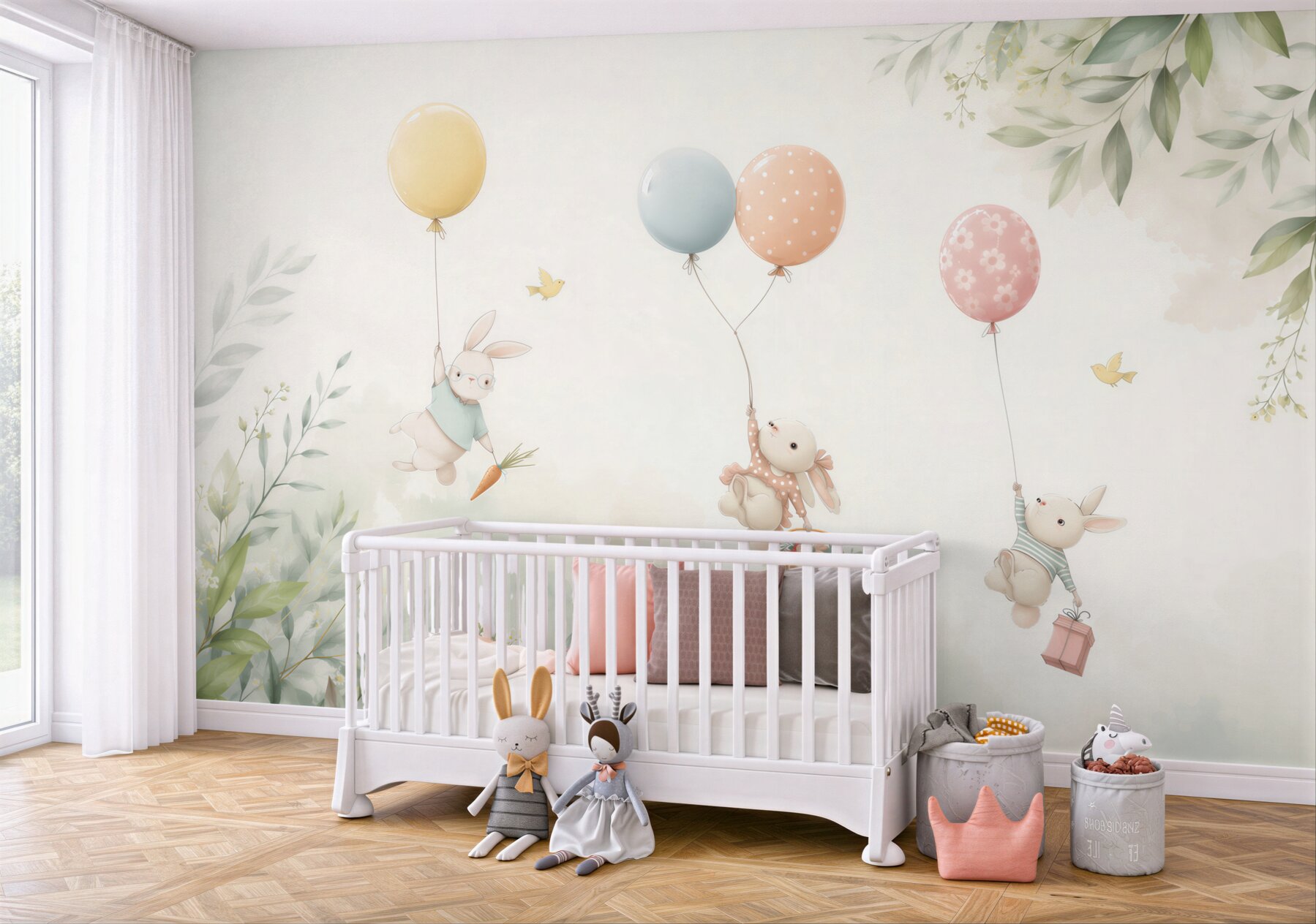 Fototapeta króliczki latające na balonach?v23