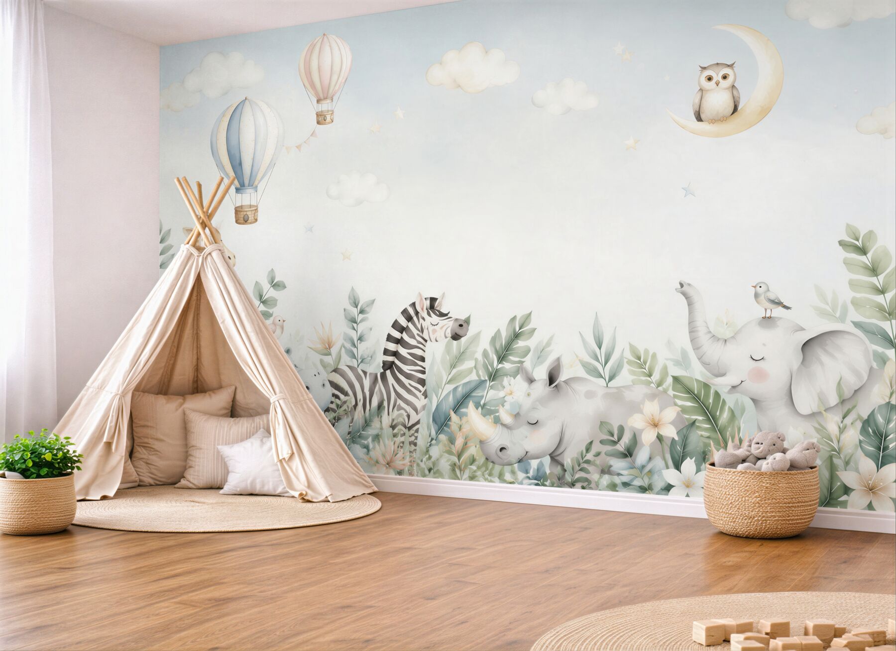 Fototapeta urocze zwierzęta i balony
