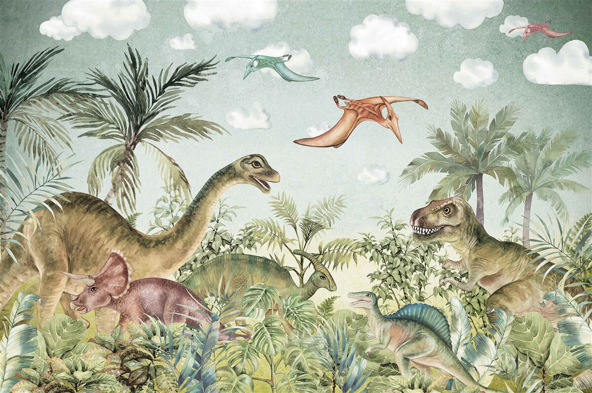Fototapeta dinozaury na zielono
