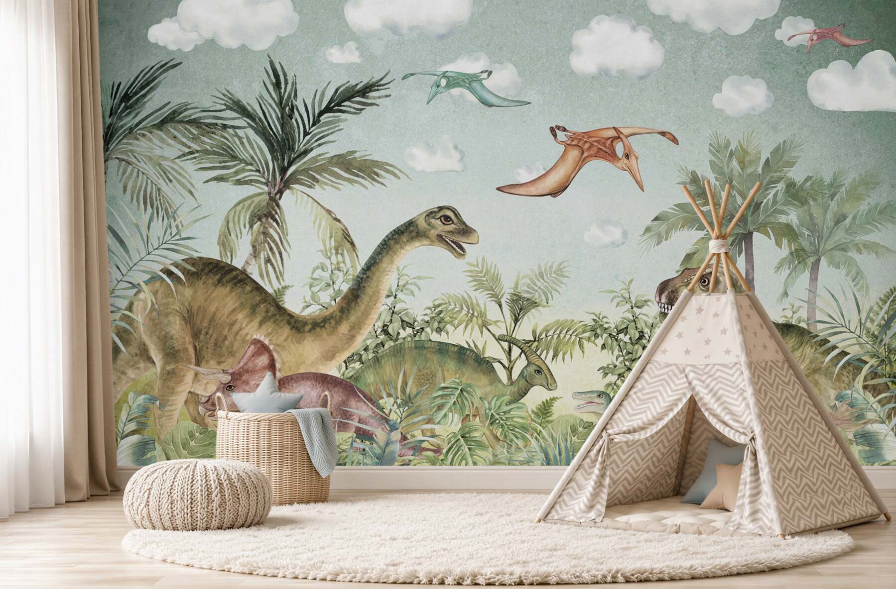 Fototapeta dinozaury na zielono