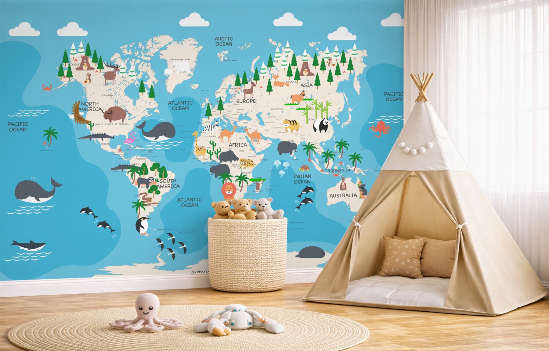 Fototapeta Mapa świata na niebieskim tle?v23