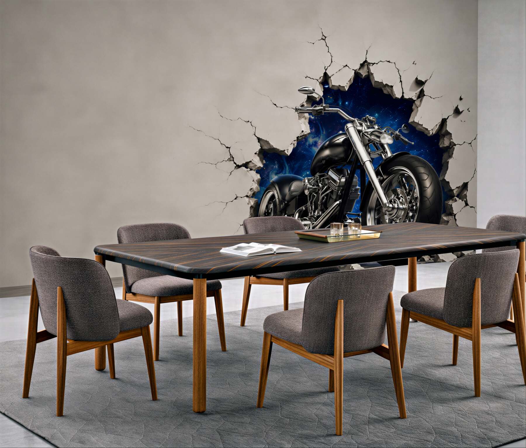Fototapeta czarny motocykl namalowany na ścianie?v23