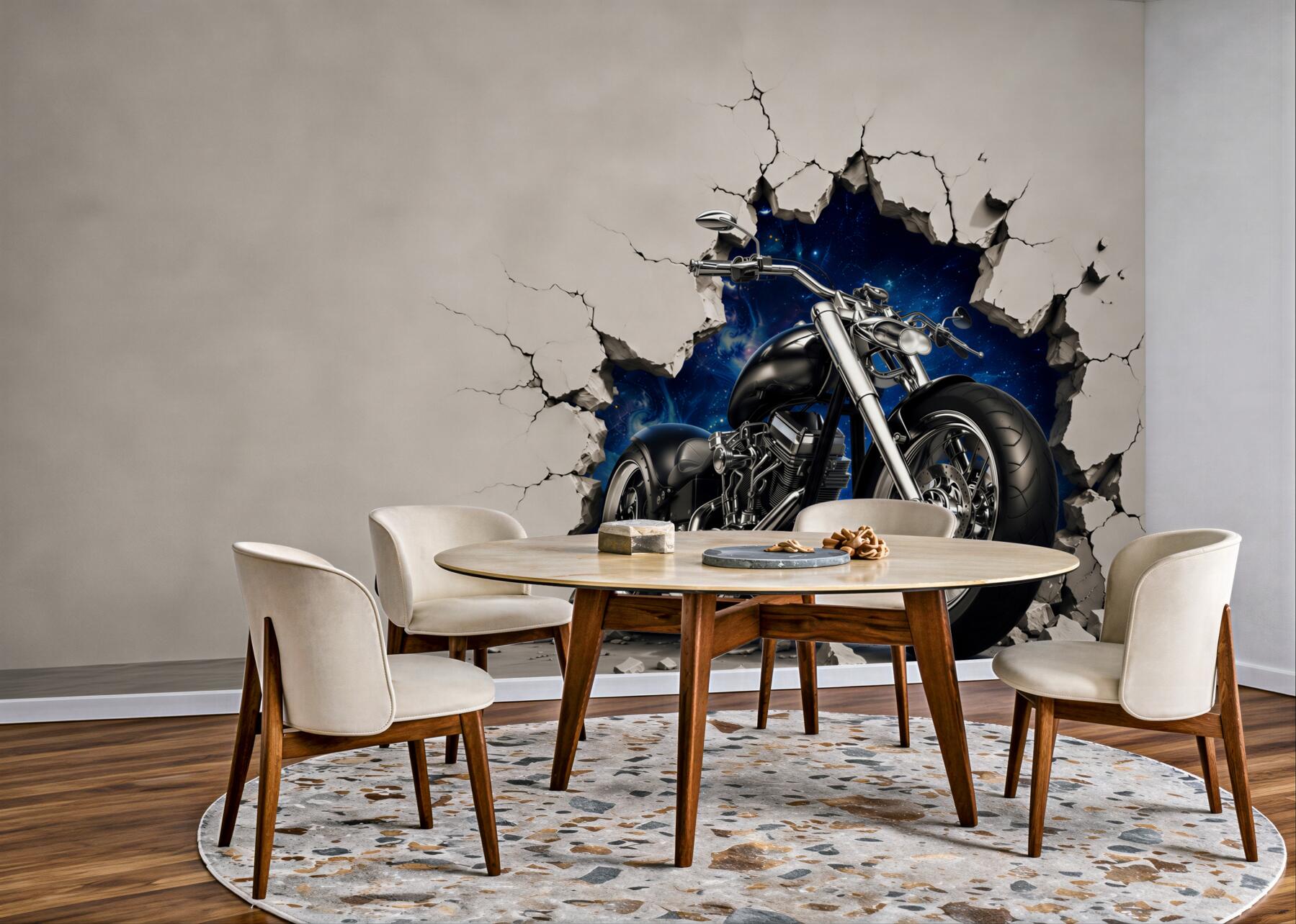 Fototapeta czarny motocykl namalowany na ścianie?v23