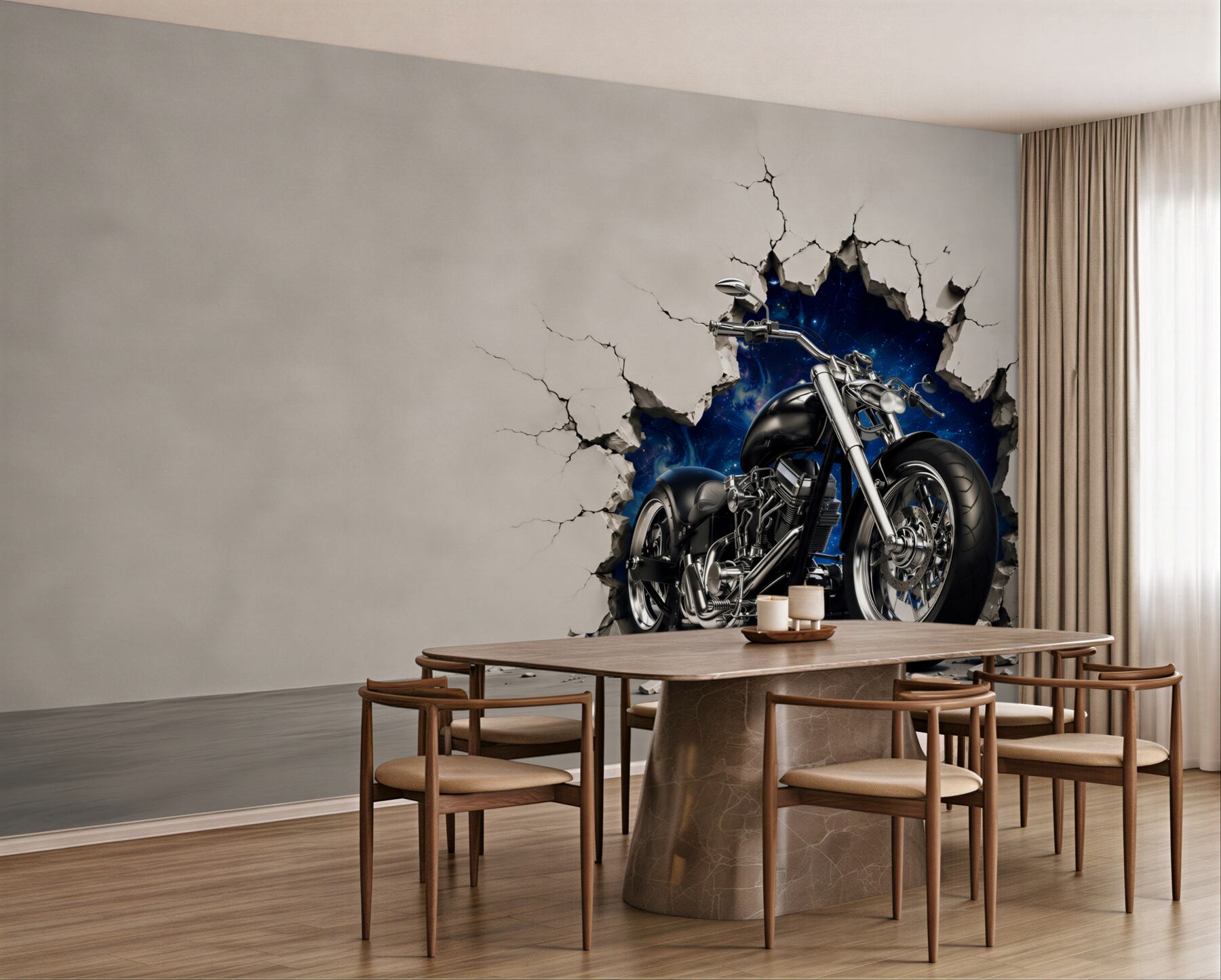 Fototapeta czarny motocykl namalowany na ścianie?v23
