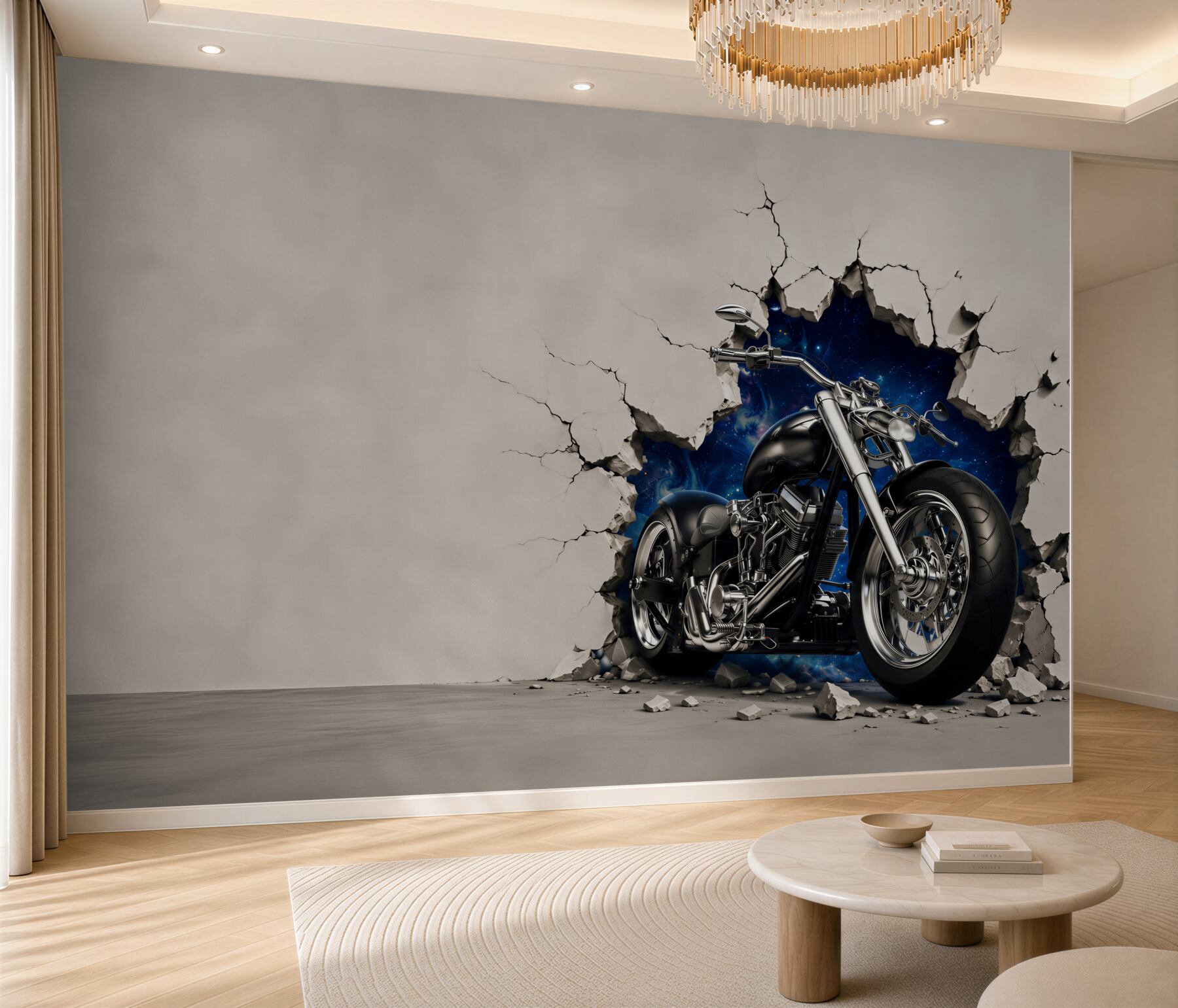 Fototapeta czarny motocykl namalowany na ścianie?v23