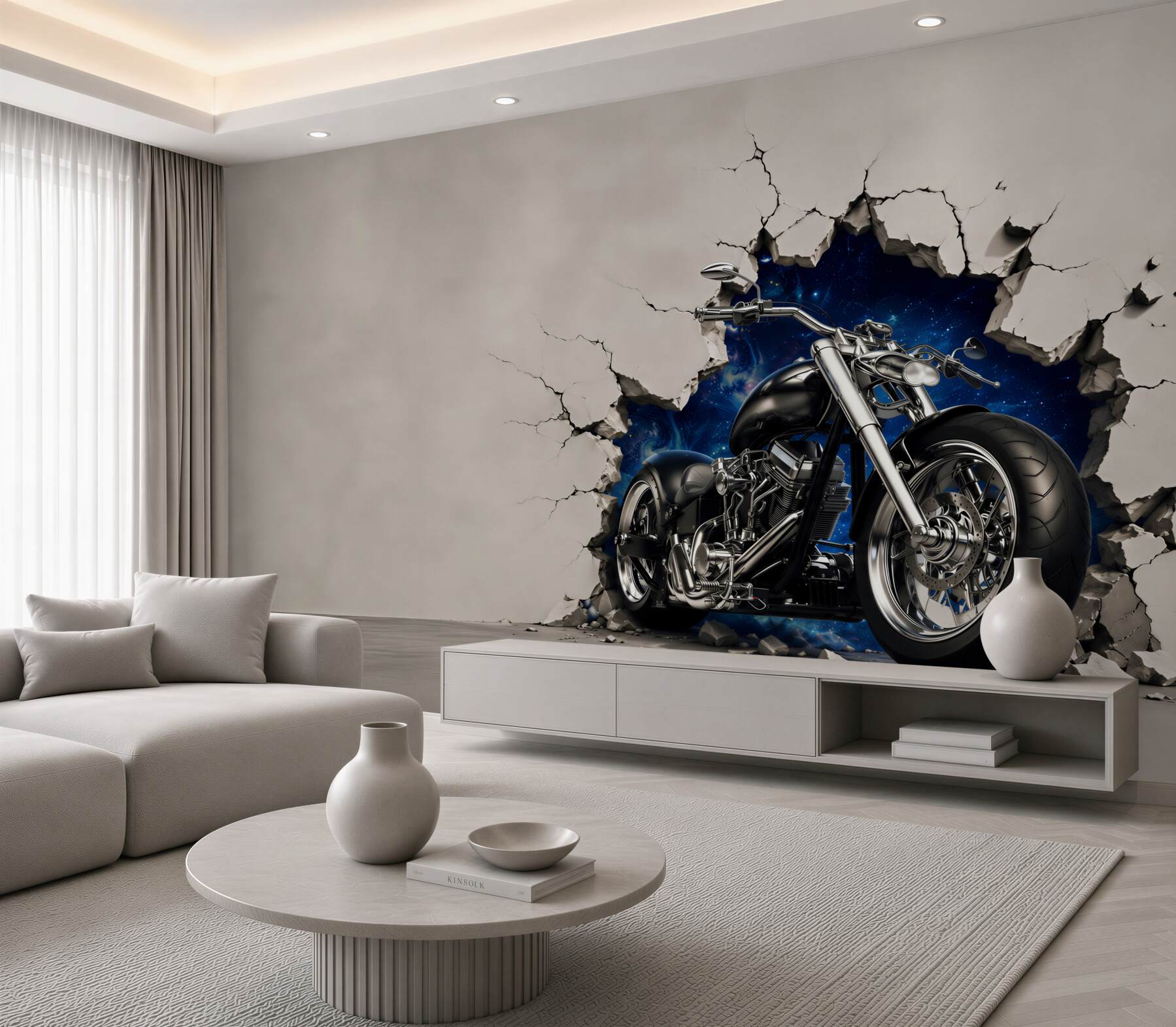 Fototapeta czarny motocykl namalowany na ścianie?v23