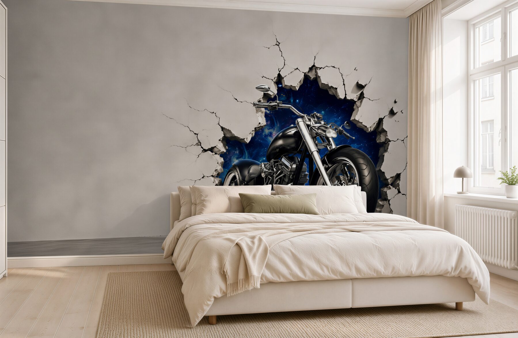 Fototapeta czarny motocykl namalowany na ścianie?v23