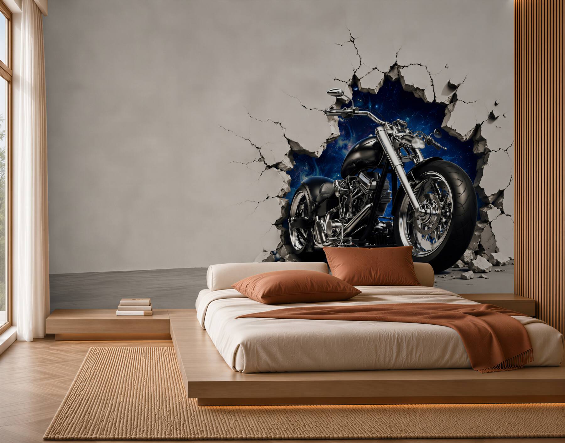 Fototapeta czarny motocykl namalowany na ścianie?v23