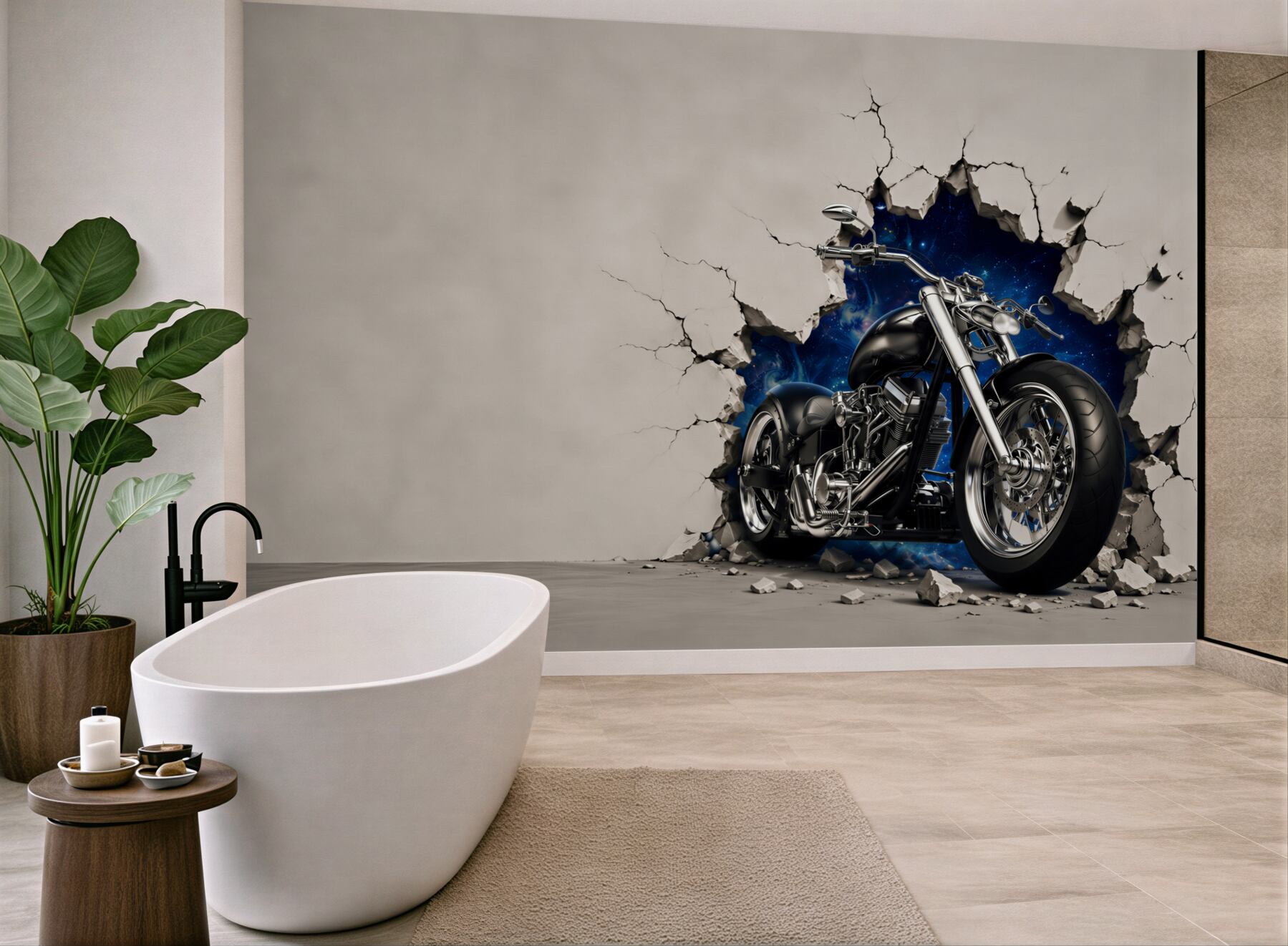 Fototapeta czarny motocykl namalowany na ścianie?v23