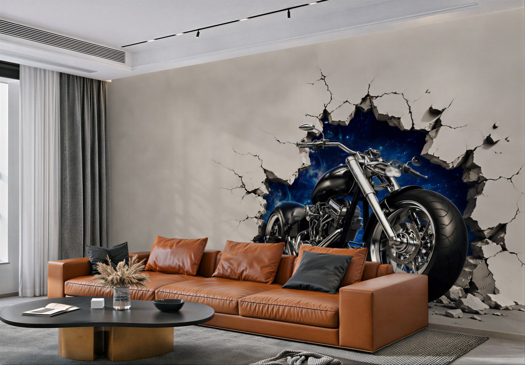 Fototapeta czarny motocykl namalowany na ścianie?v23