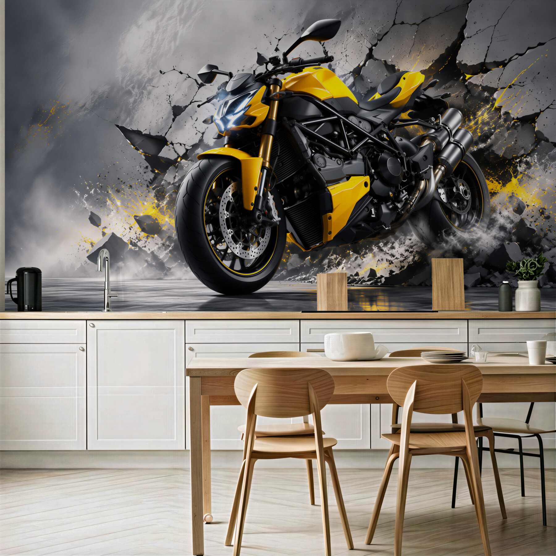 Fototapeta graffiti z żółtym motocyklem?v23