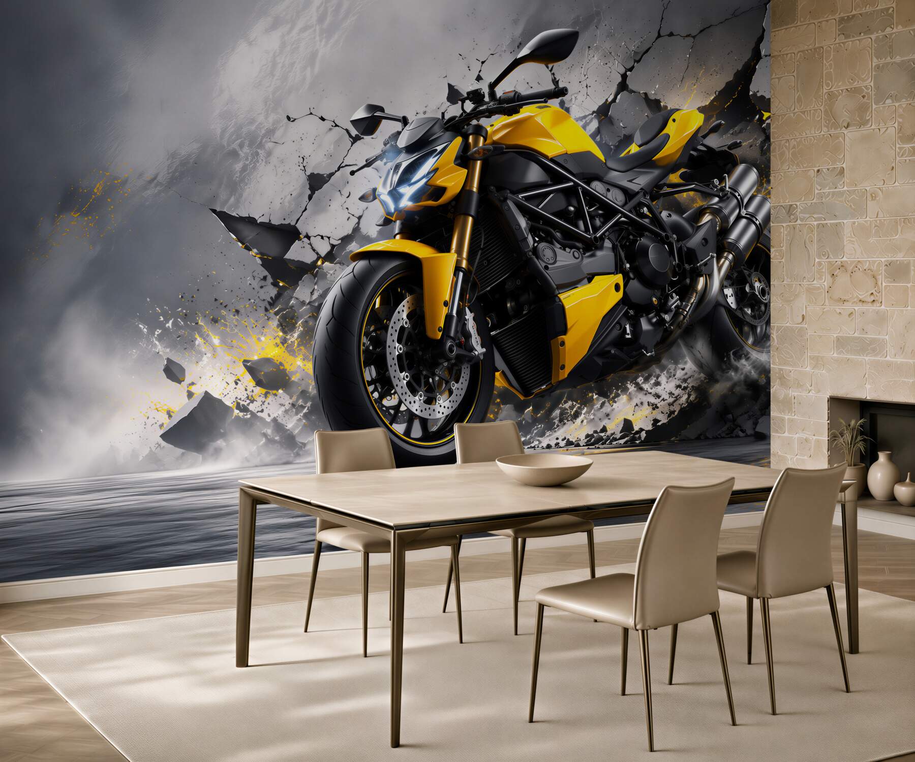 Fototapeta graffiti z żółtym motocyklem?v23