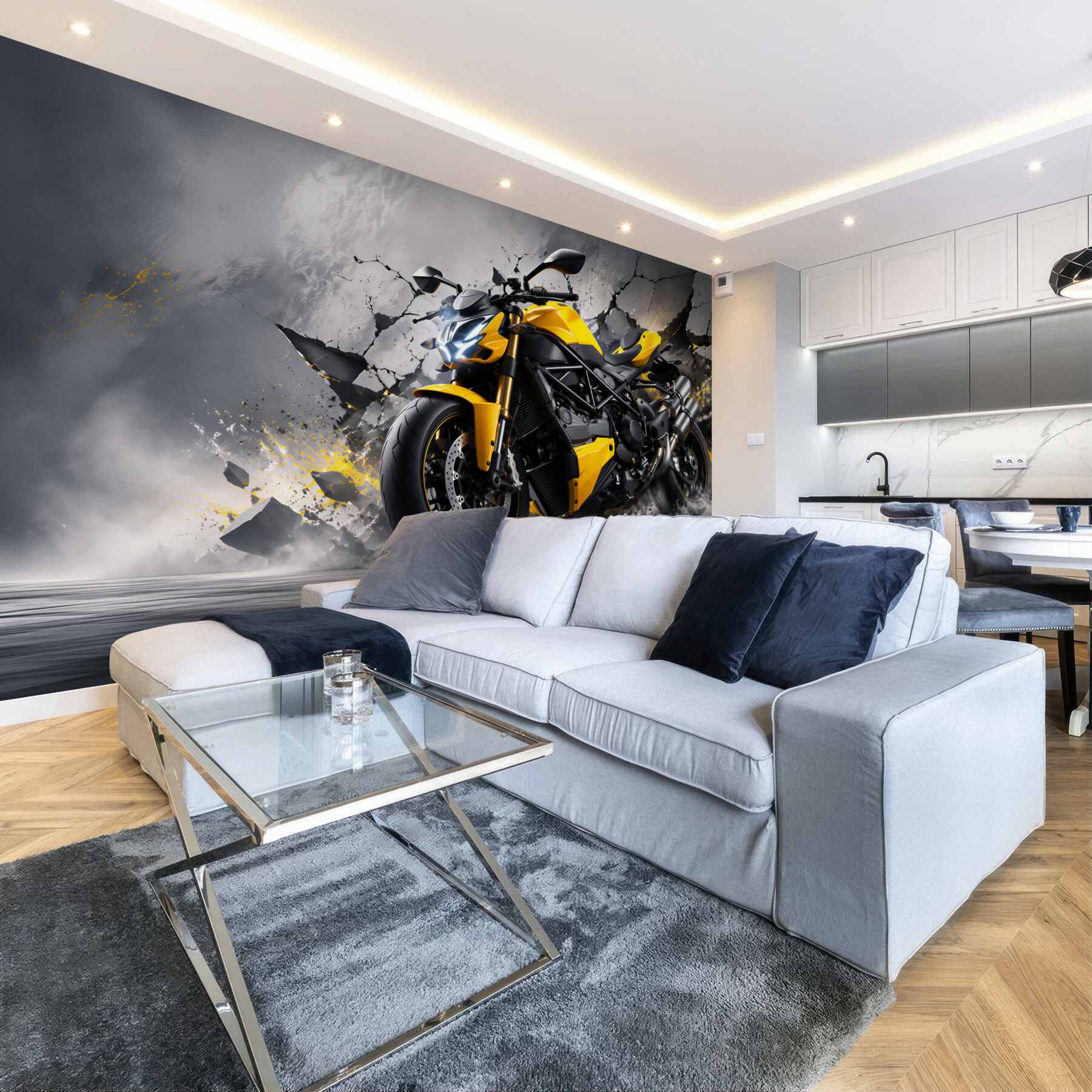 Fototapeta graffiti z żółtym motocyklem?v23