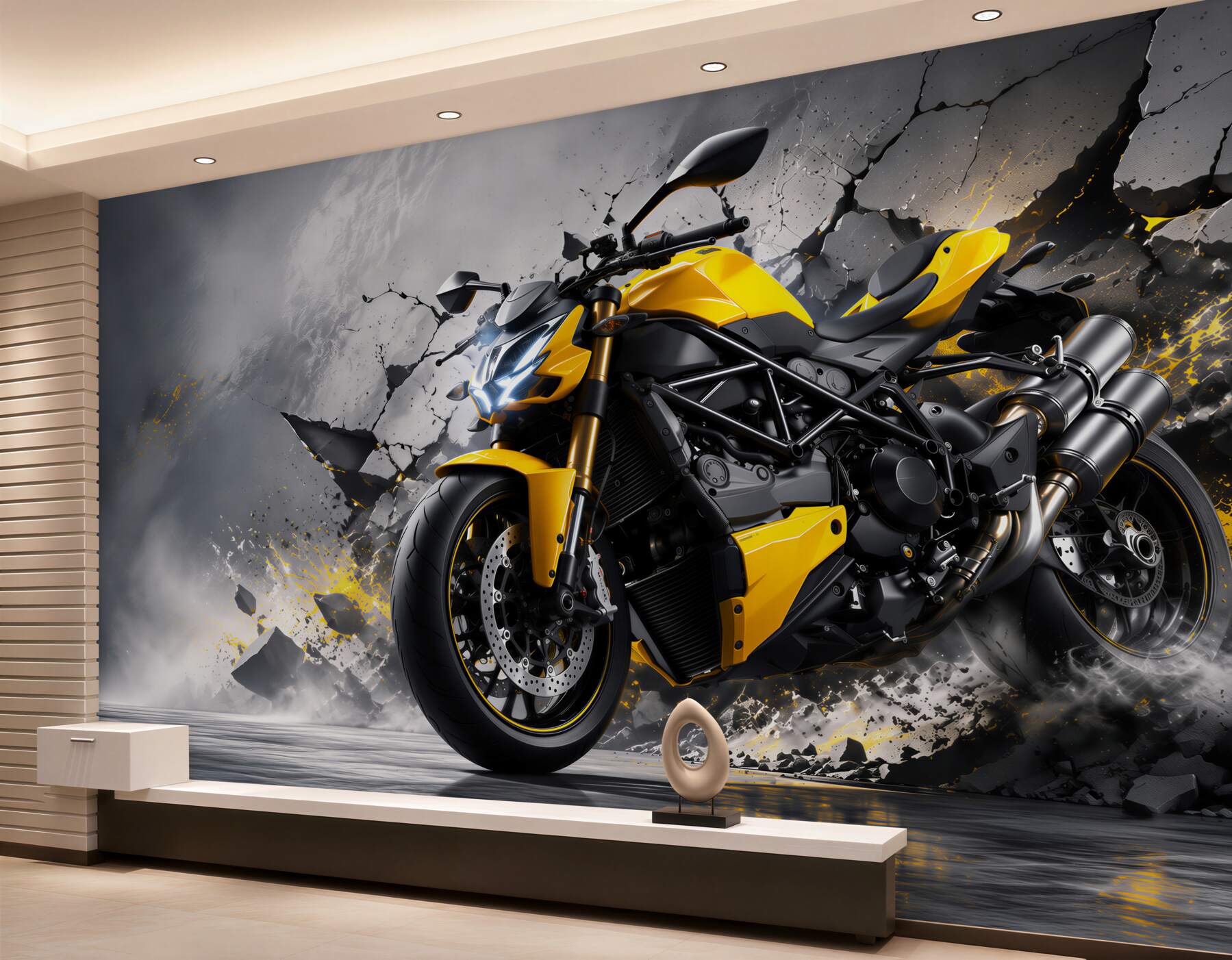 Fototapeta graffiti z żółtym motocyklem?v23