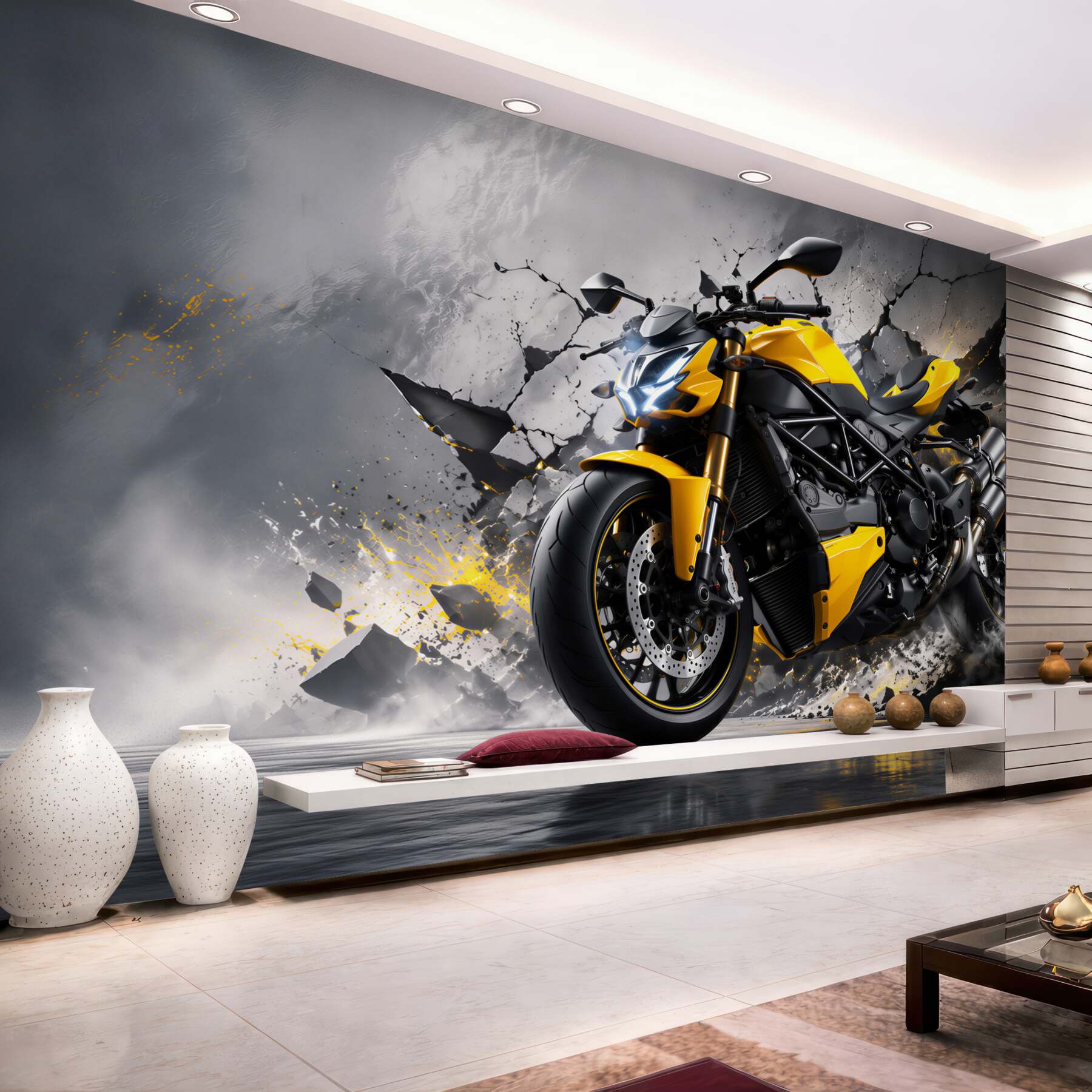 Fototapeta graffiti z żółtym motocyklem?v23