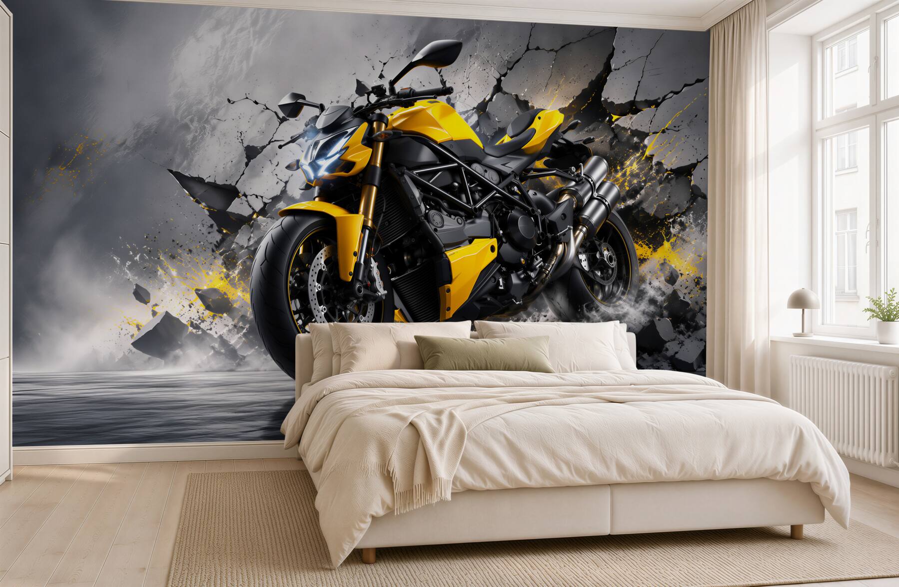 Fototapeta graffiti z żółtym motocyklem?v23