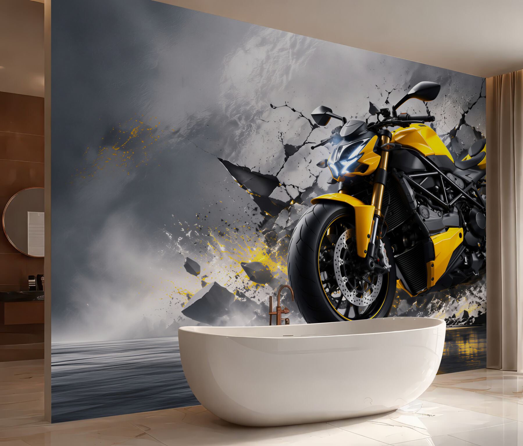 Fototapeta graffiti z żółtym motocyklem?v23