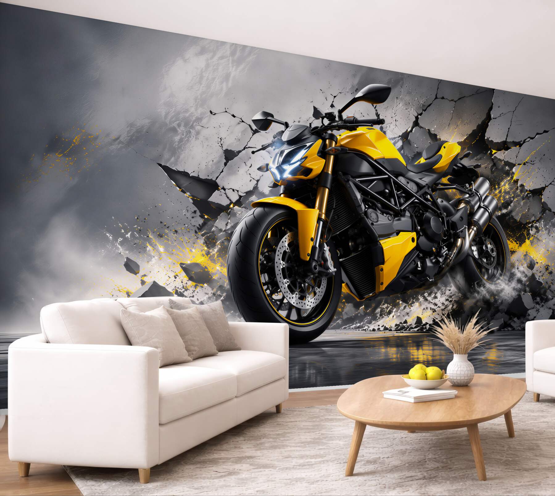 Fototapeta graffiti z żółtym motocyklem?v23