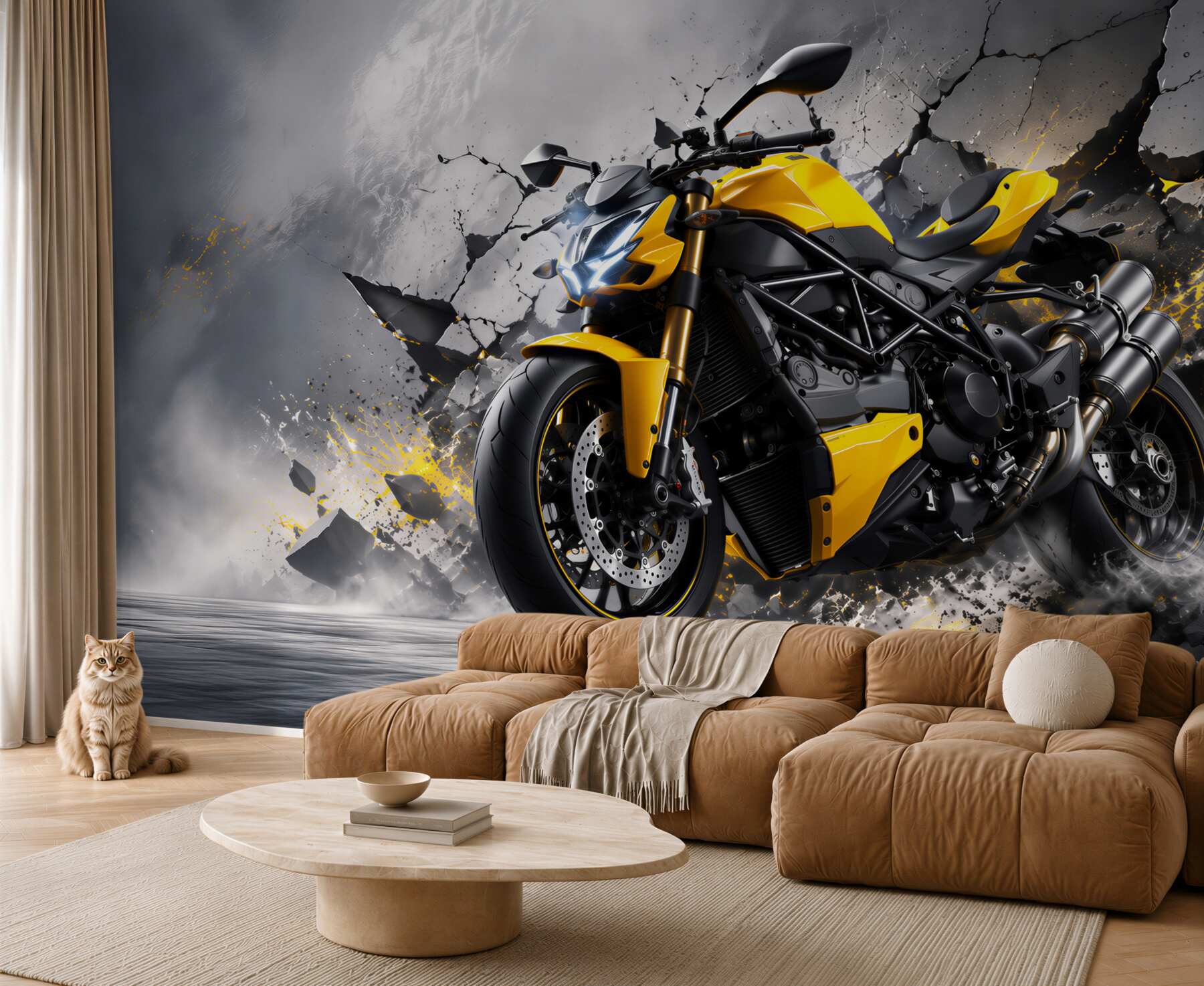 Fototapeta graffiti z żółtym motocyklem?v23